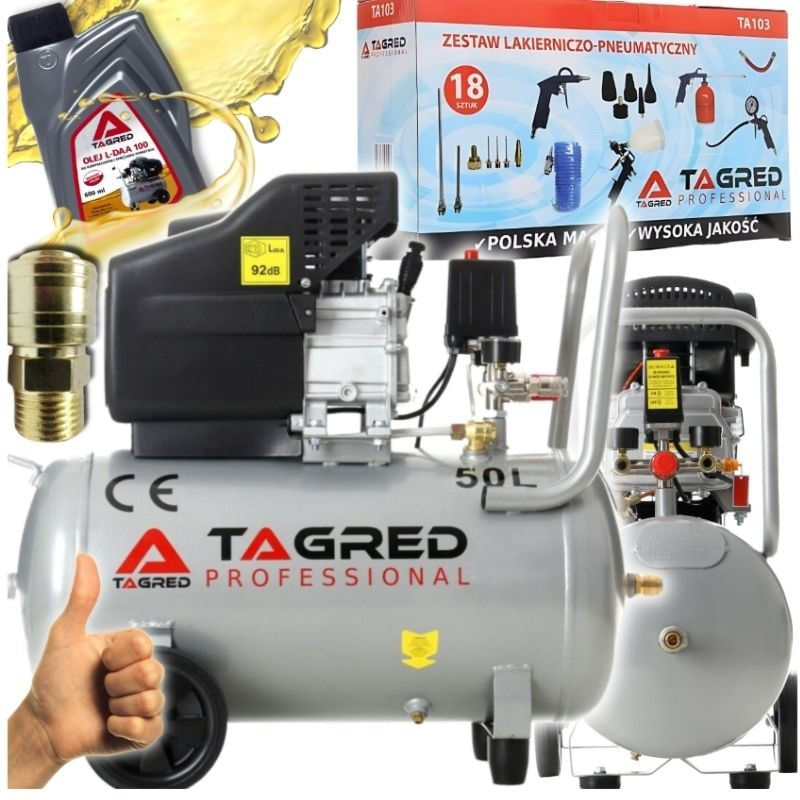 Compresor de aer cu ulei, Tagred TA301TA103, 50L, 9 bar, Set 18 in 1