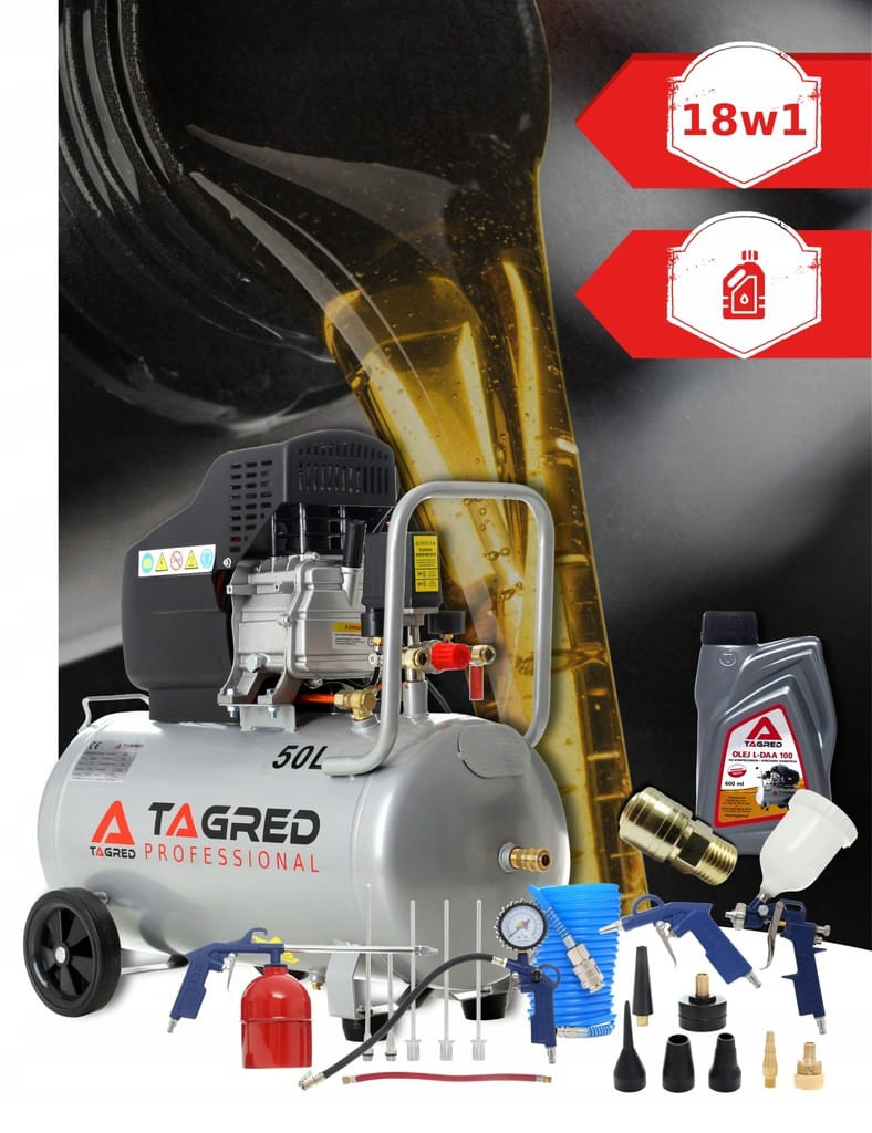 Compresor de aer cu ulei, Tagred TA301TA103, 50L, 9 bar, Set 18 in 1 — imaginea 13