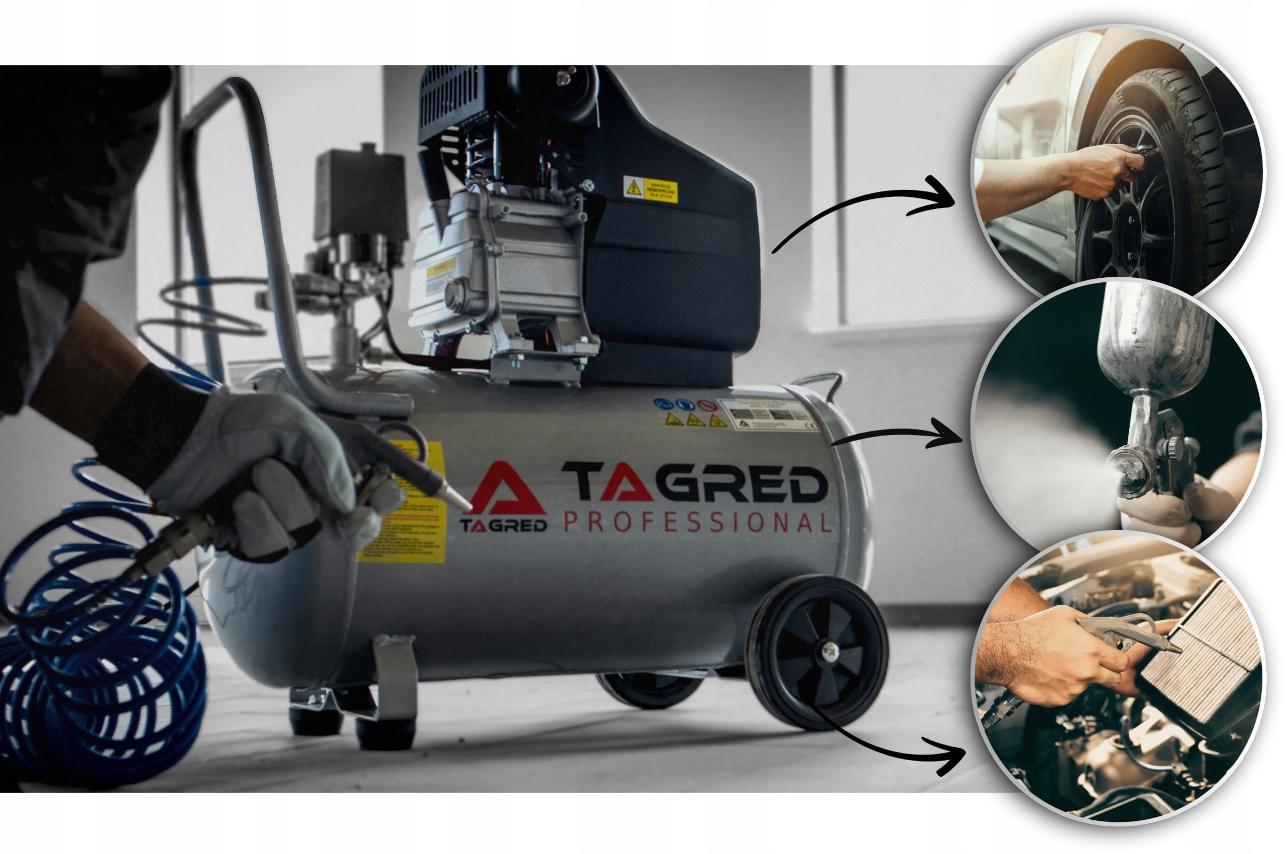Compresor de aer cu ulei, Tagred TA301TA103, 50L, 9 bar, Set 18 in 1 — imaginea 19