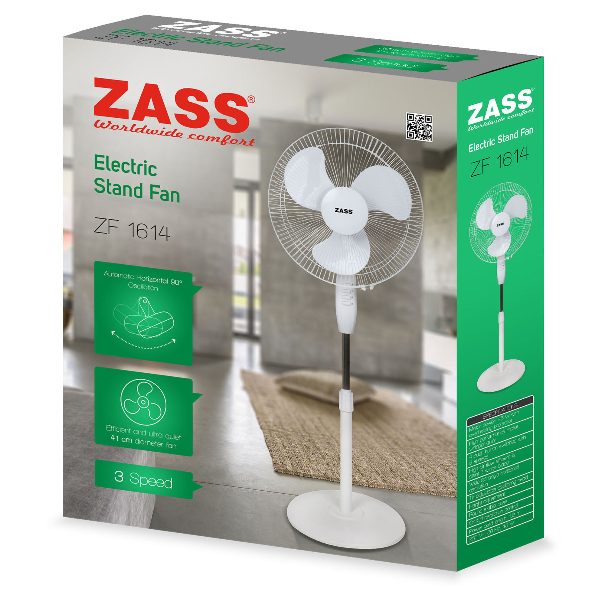 Ventilator cu picior Zass ZF 1614, alb - 2 | YEO
