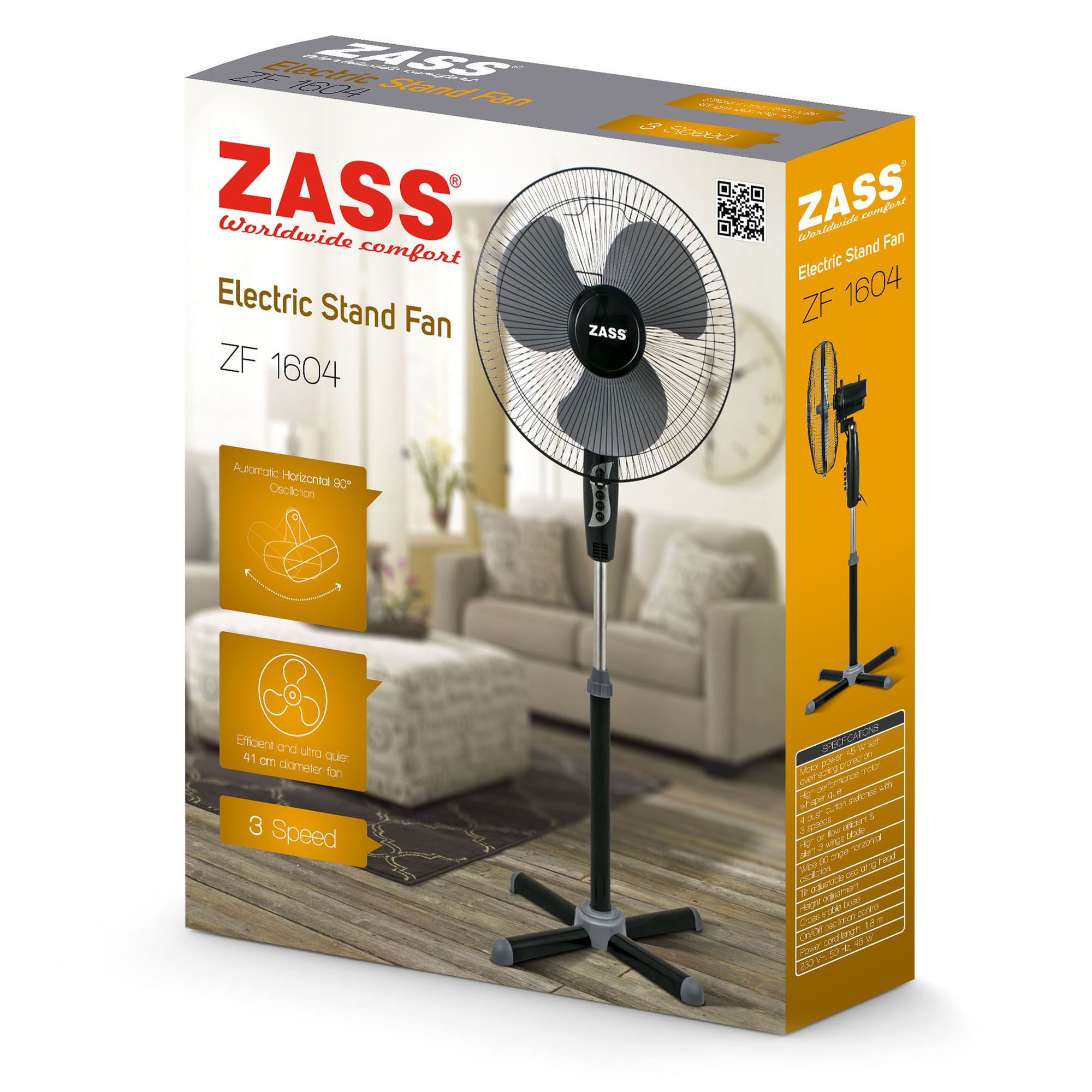 Ventilator cu picior Zass ZF 1604, negru - 4 | YEO