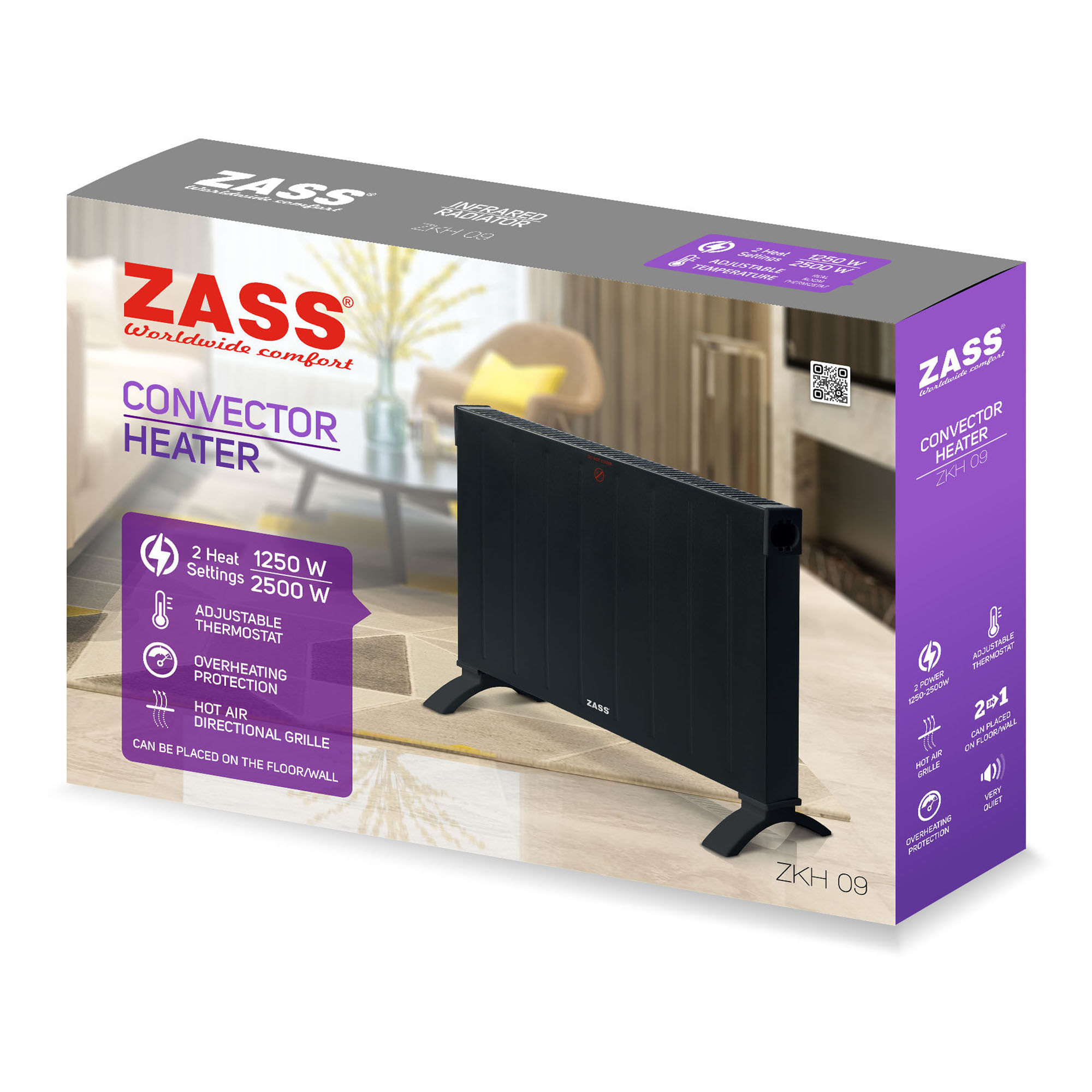 Convector electric ZASS ZKH 09, negru - 4 | YEO