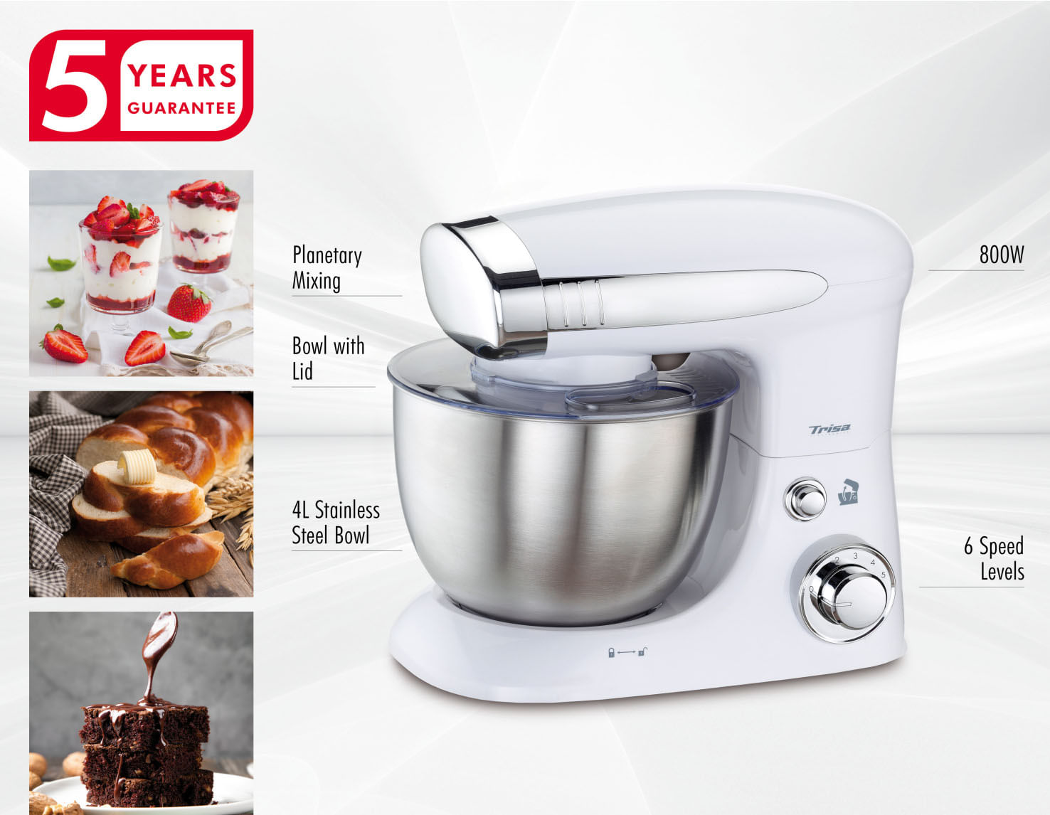 Mixer planetar Trisa Mix Chef 6608.7012, alb - 3 | YEO