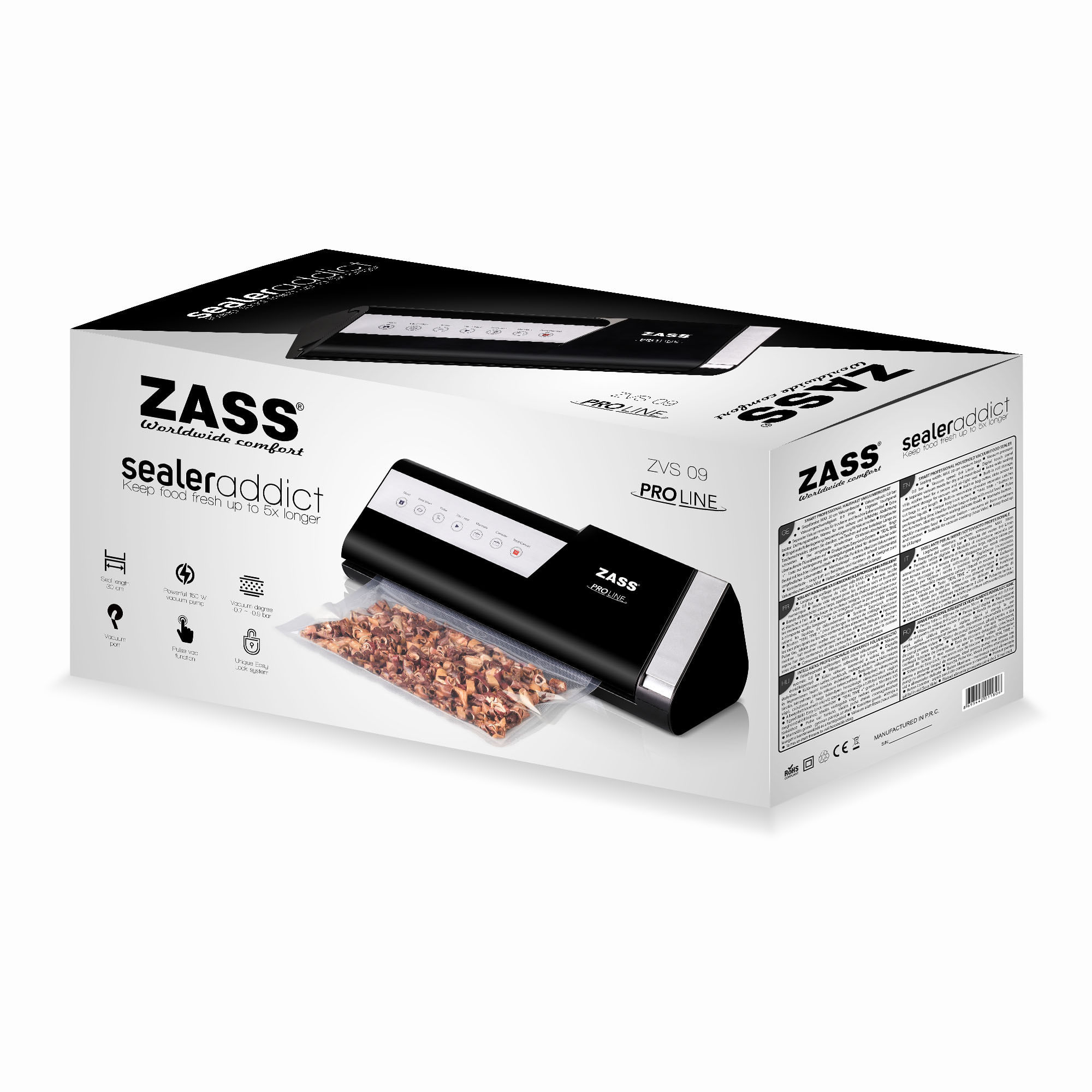 Aparat profesional inteligent de vidat alimente pentru uz casnic PRO LINE Zass ZVS 09, negru - 3 | YEO