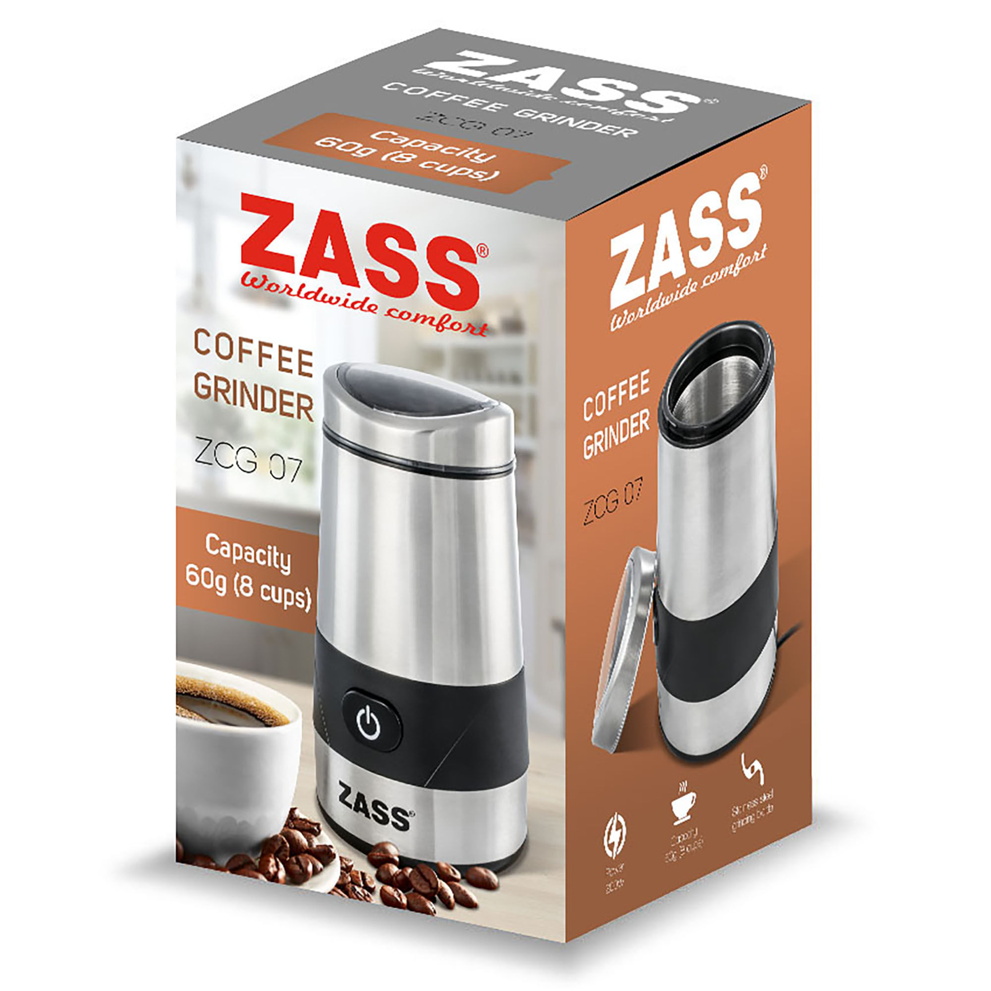 Rasnita de cafea inox Zass ZCG 07, argintiu - 4 | YEO