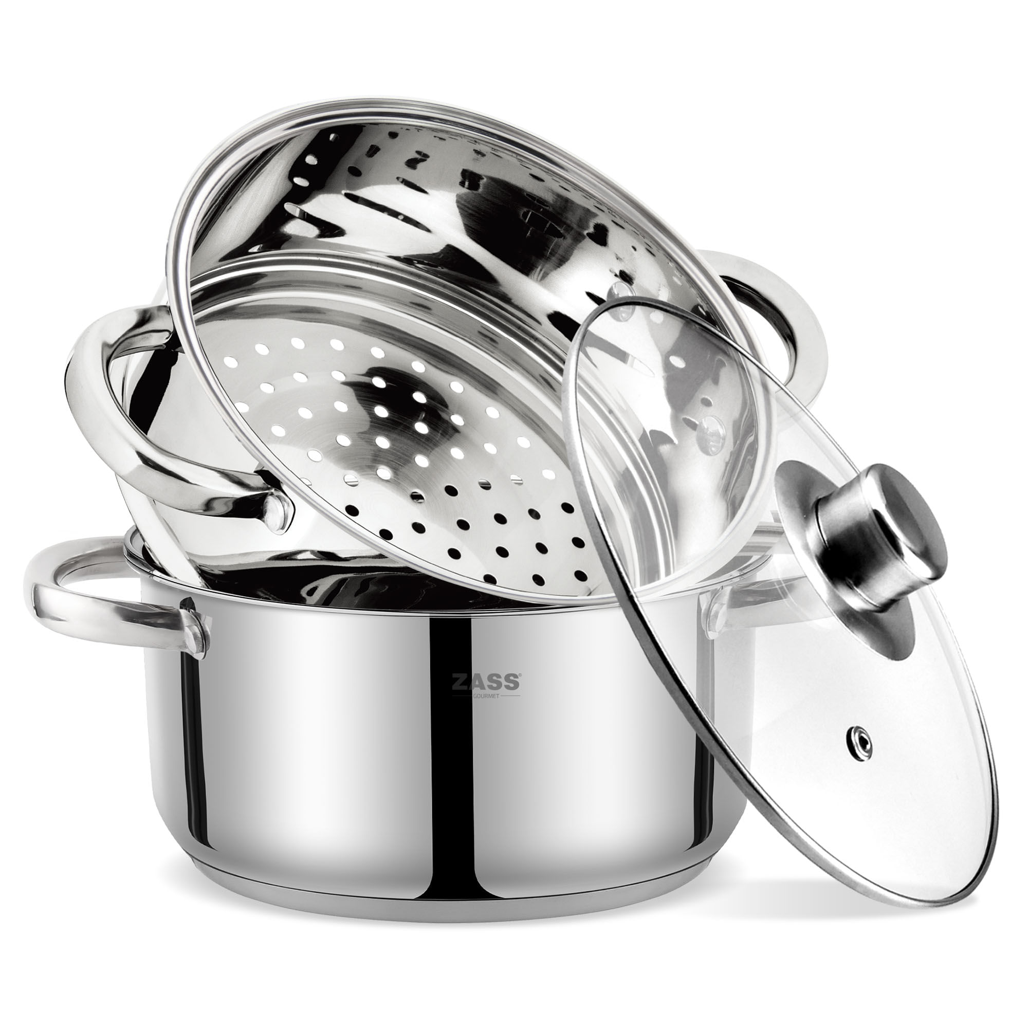 Set de gatit sub Aburi din Inox Zass Gourmet ZG-SSS 01, inox