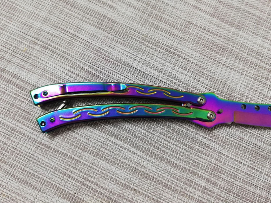 Set briceag butterfly, multicolor, 25 cm si cutit karambit, Rainbow, 19 cm, Otel inoxidabil - 4 | YEO