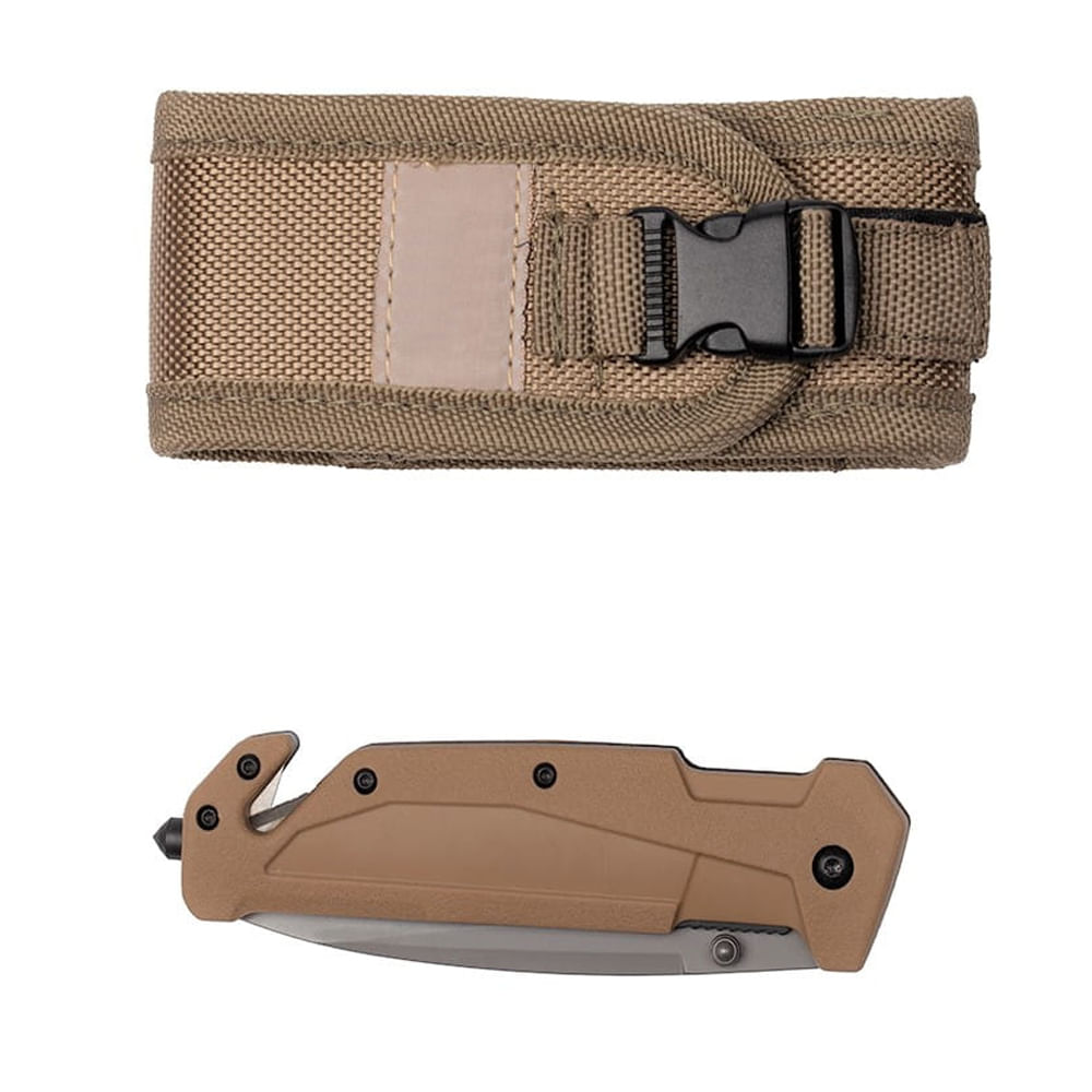 Briceag de vanatoare IdeallStore®, General Assault, otel inoxidabil, 21.5 cm, bej, teaca inclusa