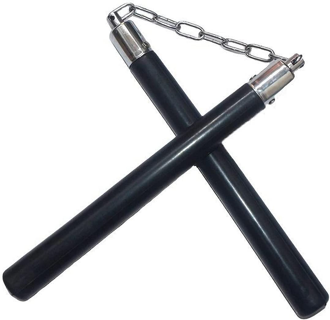 Nunceag-nunchucku IdeallStore®, cauciuc, prindere lant, negru, 30 cm - 1 | YEO