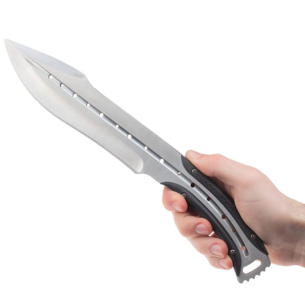 Cutit de vanatoare IdeallStore®, Comando Friend, 33 cm, otel inoxidabil, argintiu, teaca piele inclusa - imagine 7