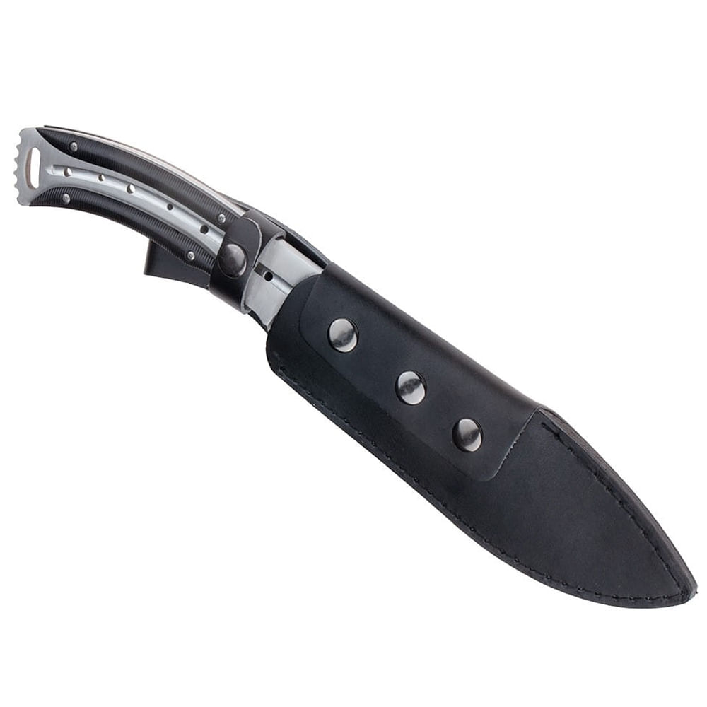 Cutit de vanatoare IdeallStore®, Comando Friend, 33 cm, otel inoxidabil, argintiu, teaca piele inclusa - imagine 9