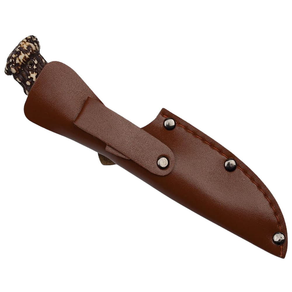 Cutit de vanatoare IdeallStore®, The Goat Knife, 21 cm, bej, husa piele ecologica - 3 | YEO