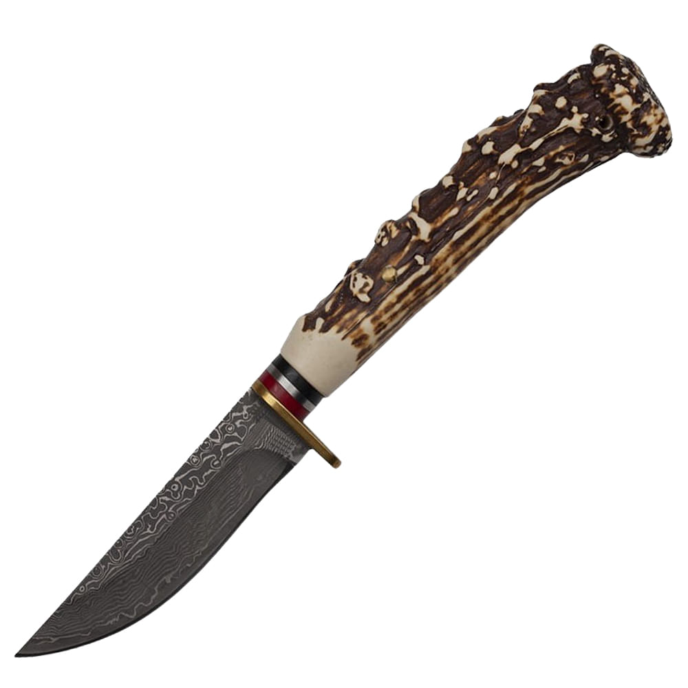 Cutit de vanatoare IdeallStore®, The Goat Knife, 21 cm, bej, husa piele ecologica