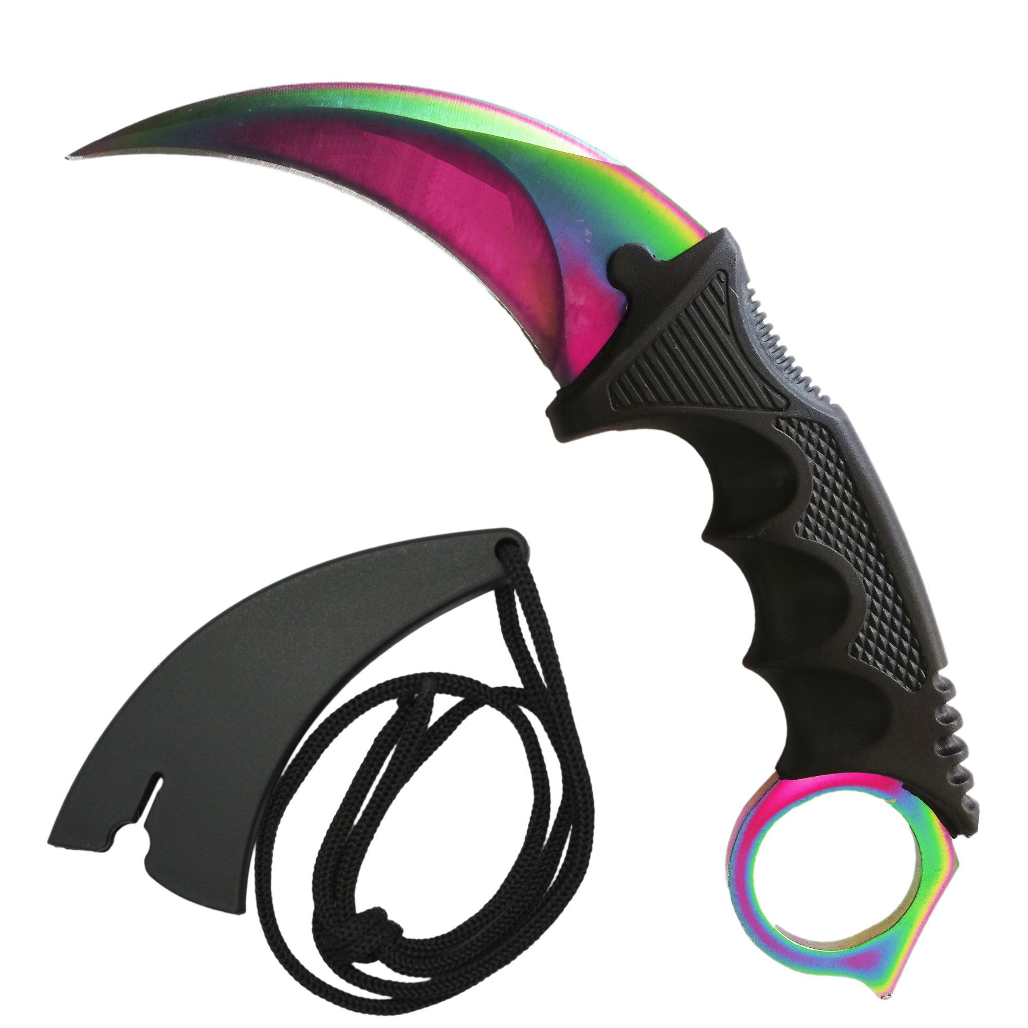 Set Cutit Briceag Karambit CS:GO, Black,negru, plus teaca si snur + Cutit Briceag Karambit CS:GO, multicolor,fade, plus teaca si snur - 1 | YEO