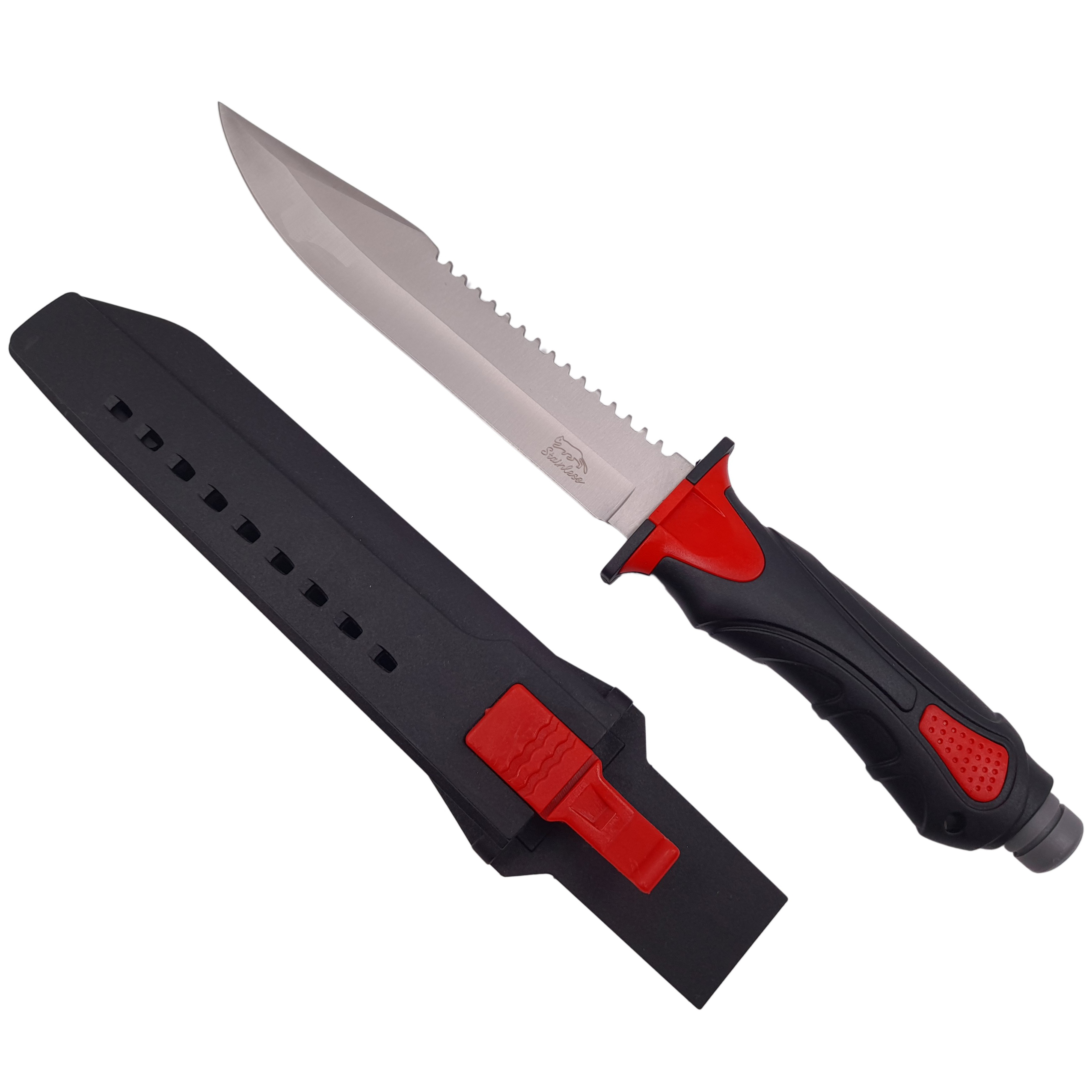 Cutit de vanatoare IdeallStore®, Survival Blade, otel inoxidabil, 34.5 cm, negru, teaca inclusa