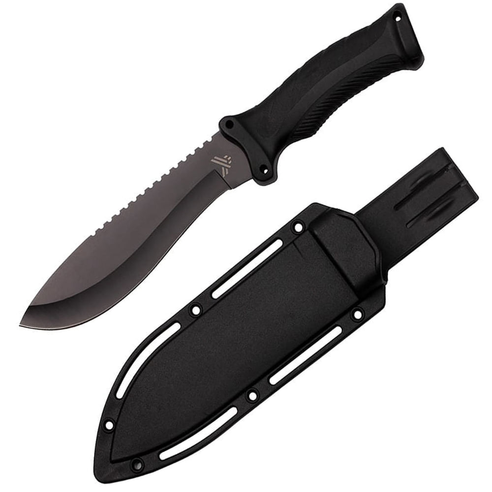 Cutit de vanatoare IdeallStore®, Kukri Madness, otel inoxidabil, 30.5 cm, negru, teaca inclusa