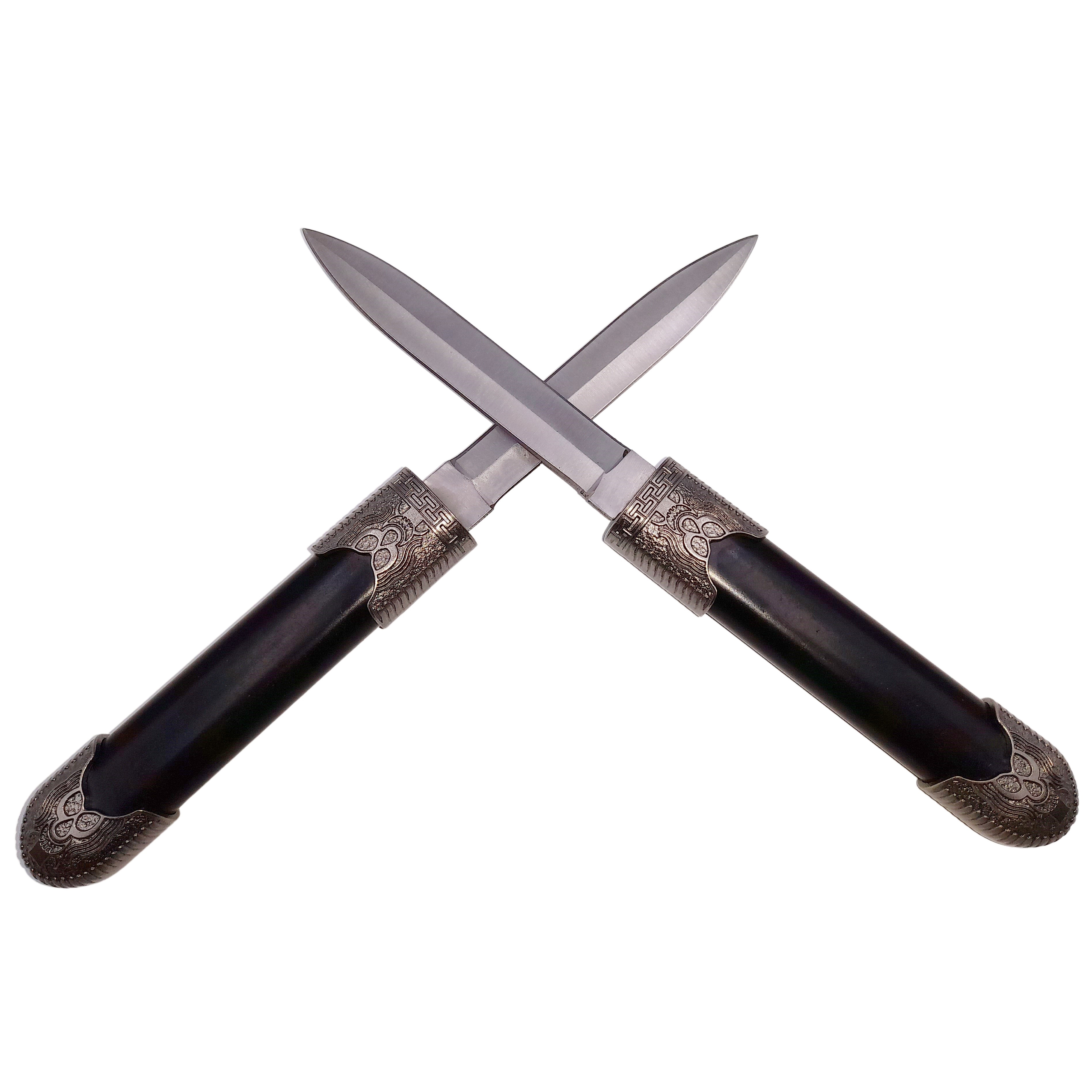 Set cutite duble decorative DEPOX®, panoplie, Ronin Ground, negre, metal, 51.5 cm, suport inclus — imaginea 2