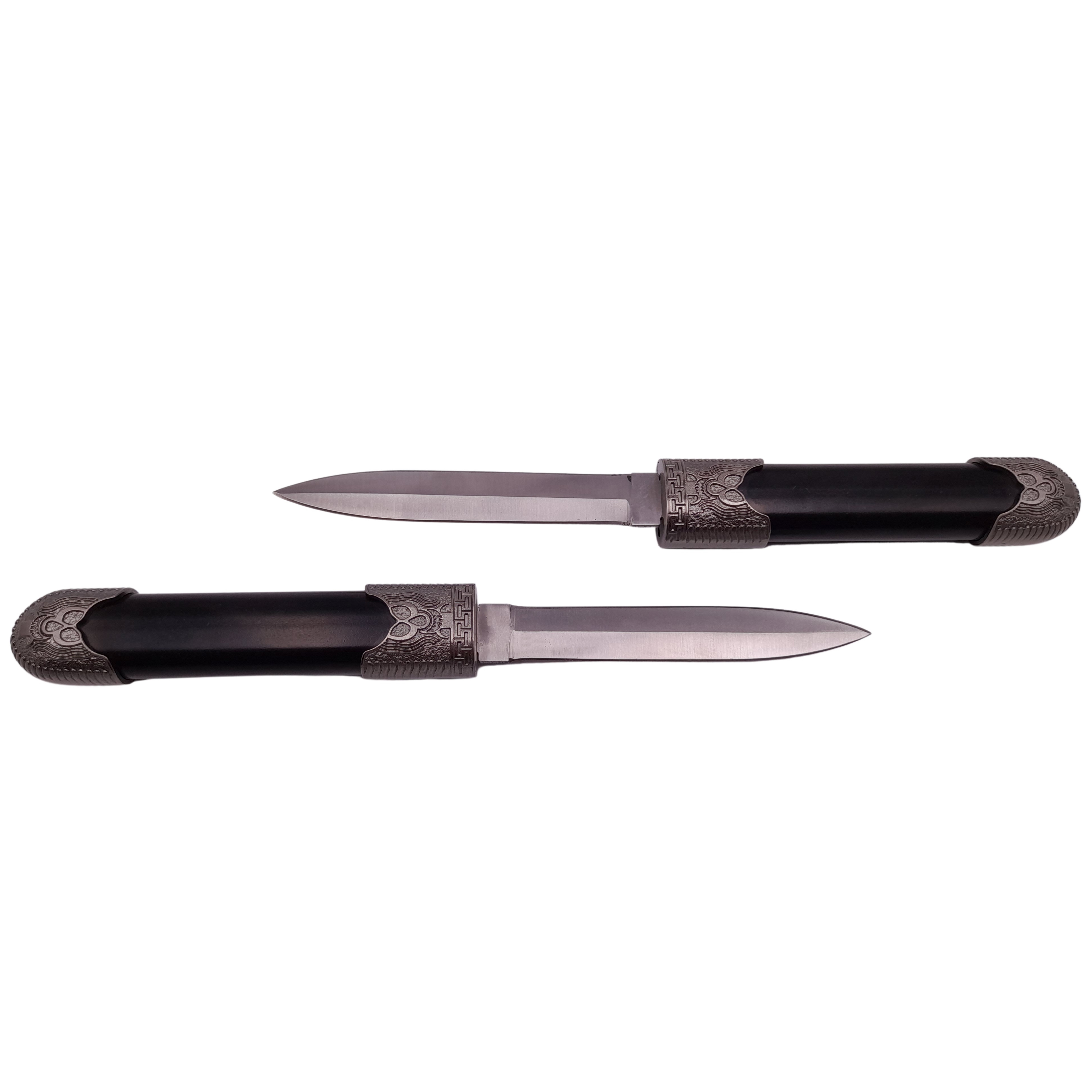 Set cutite duble decorative DEPOX®, panoplie, Ronin Ground, negre, metal, 51.5 cm, suport inclus — imaginea 3