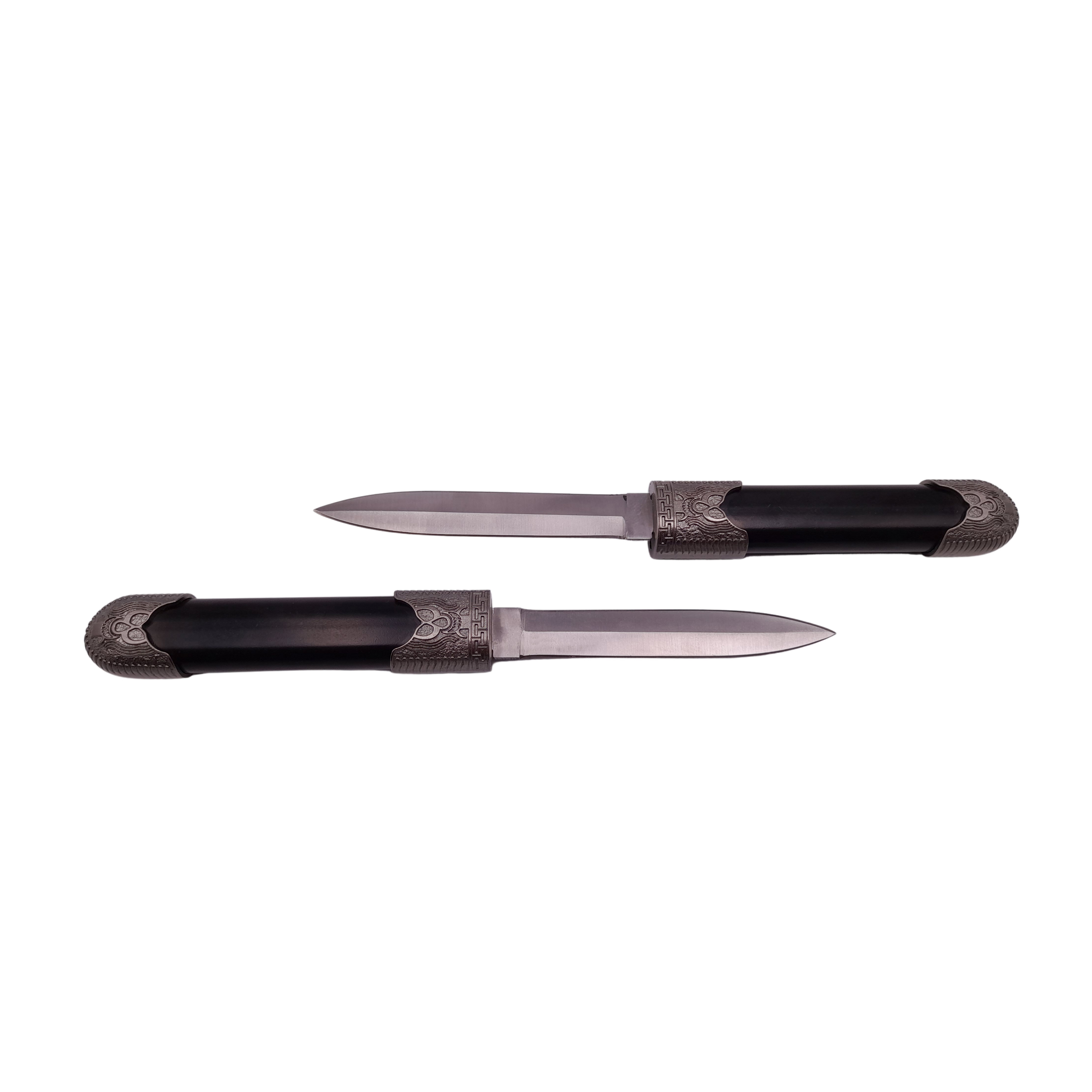 Set cutite duble decorative DEPOX®, panoplie, Ronin Ground, negre, metal, 51.5 cm, suport inclus — imaginea 4
