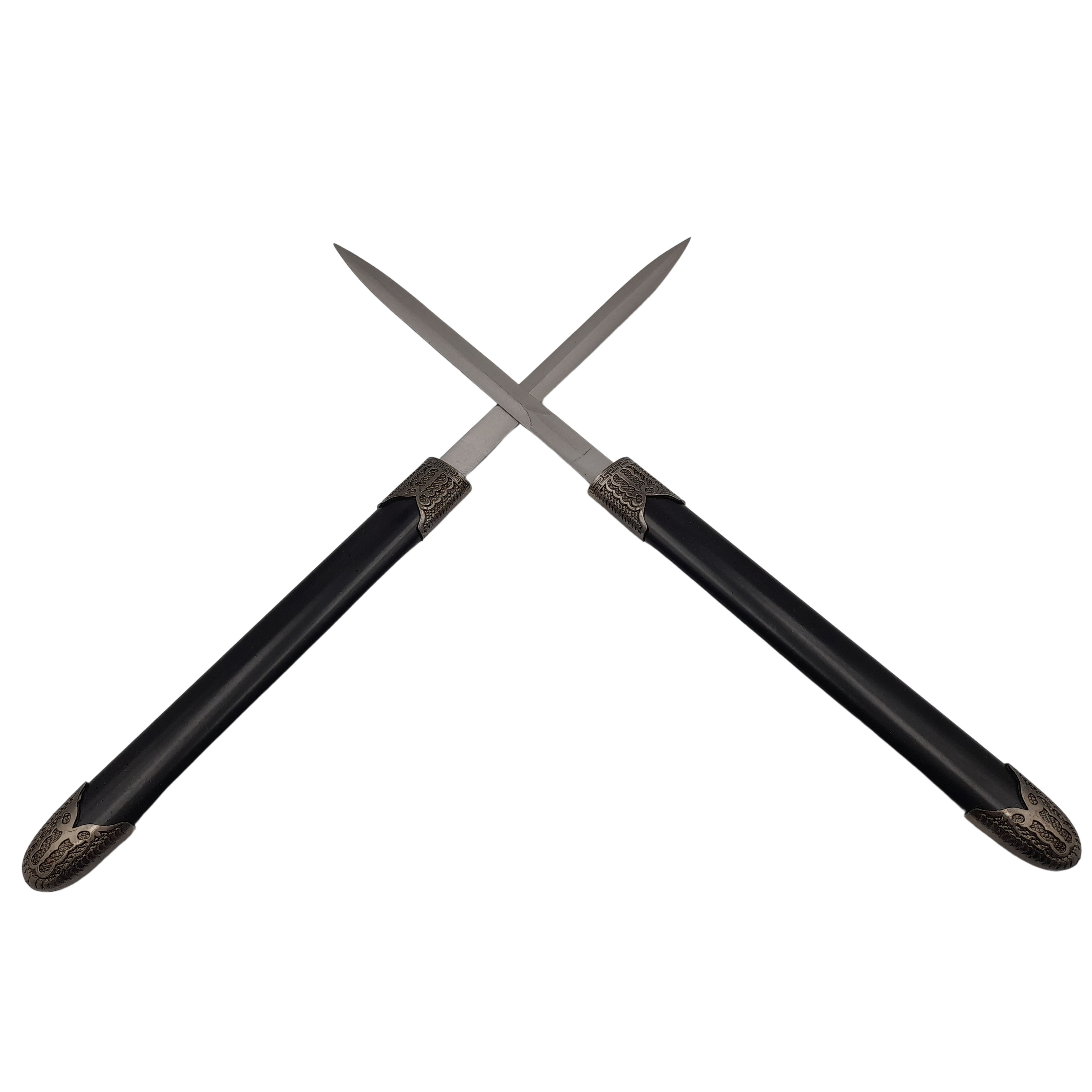Set cutite duble decorative DEPOX®, panoplie, Ronin Ground, negre, metal, 51.5 cm, suport inclus — imaginea 5
