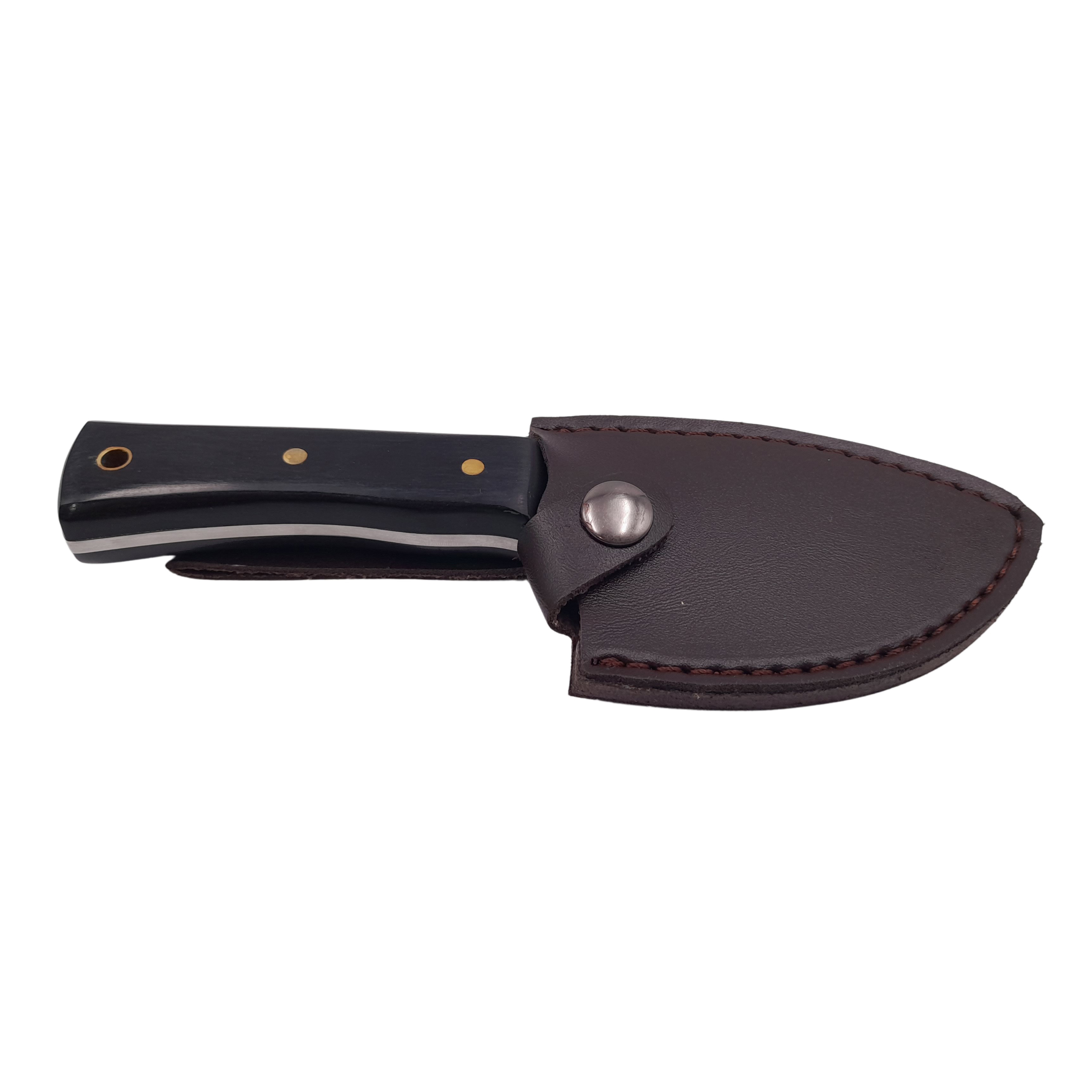 Cutit de vanatoare IdeallStore®, Tribal Chief, 20 cm, otel inoxidabil, negru, teaca piele ecologica
