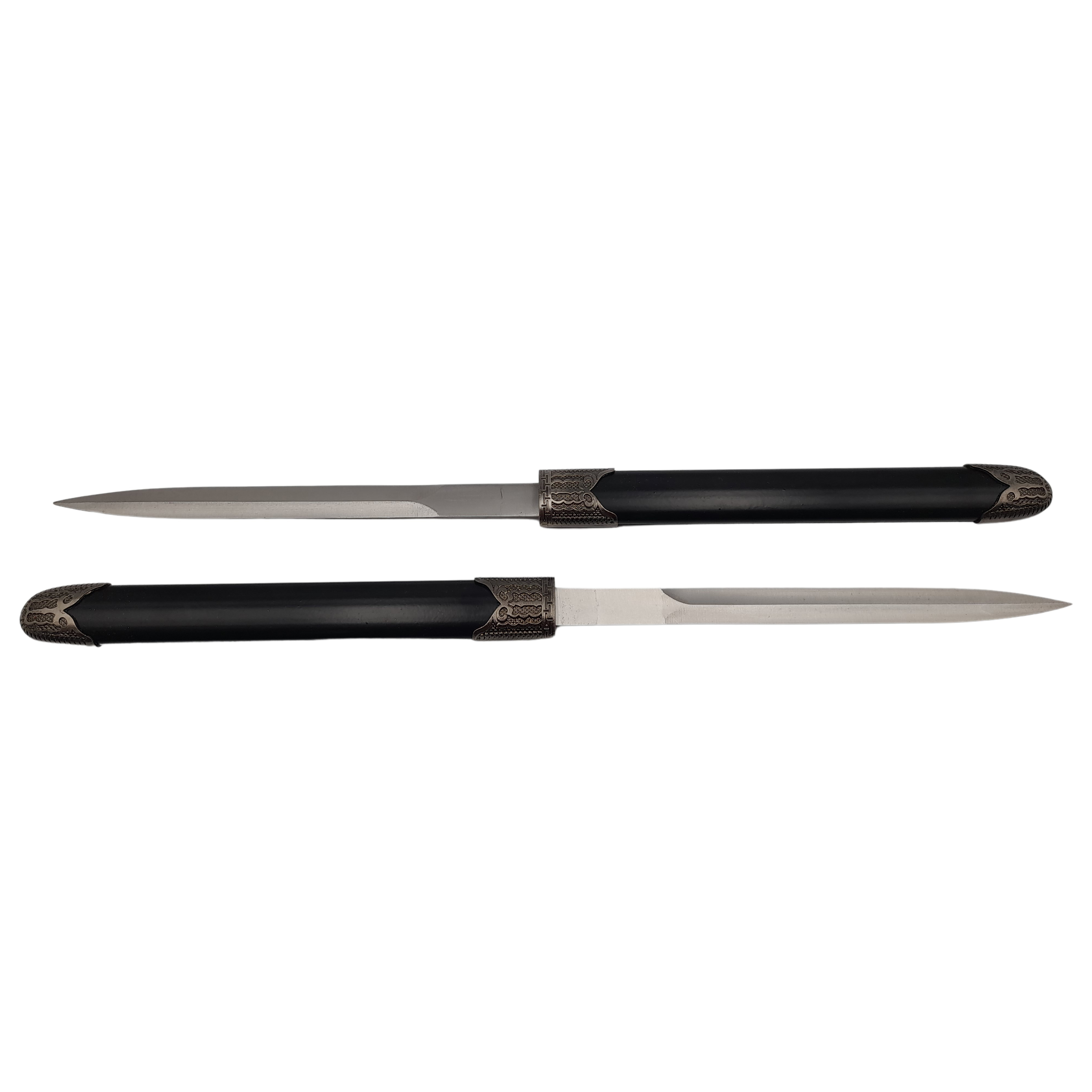 Set cutite duble decorative DEPOX®, panoplie, Ronin Ground, negre, metal, 51.5 cm, suport inclus — imaginea 8