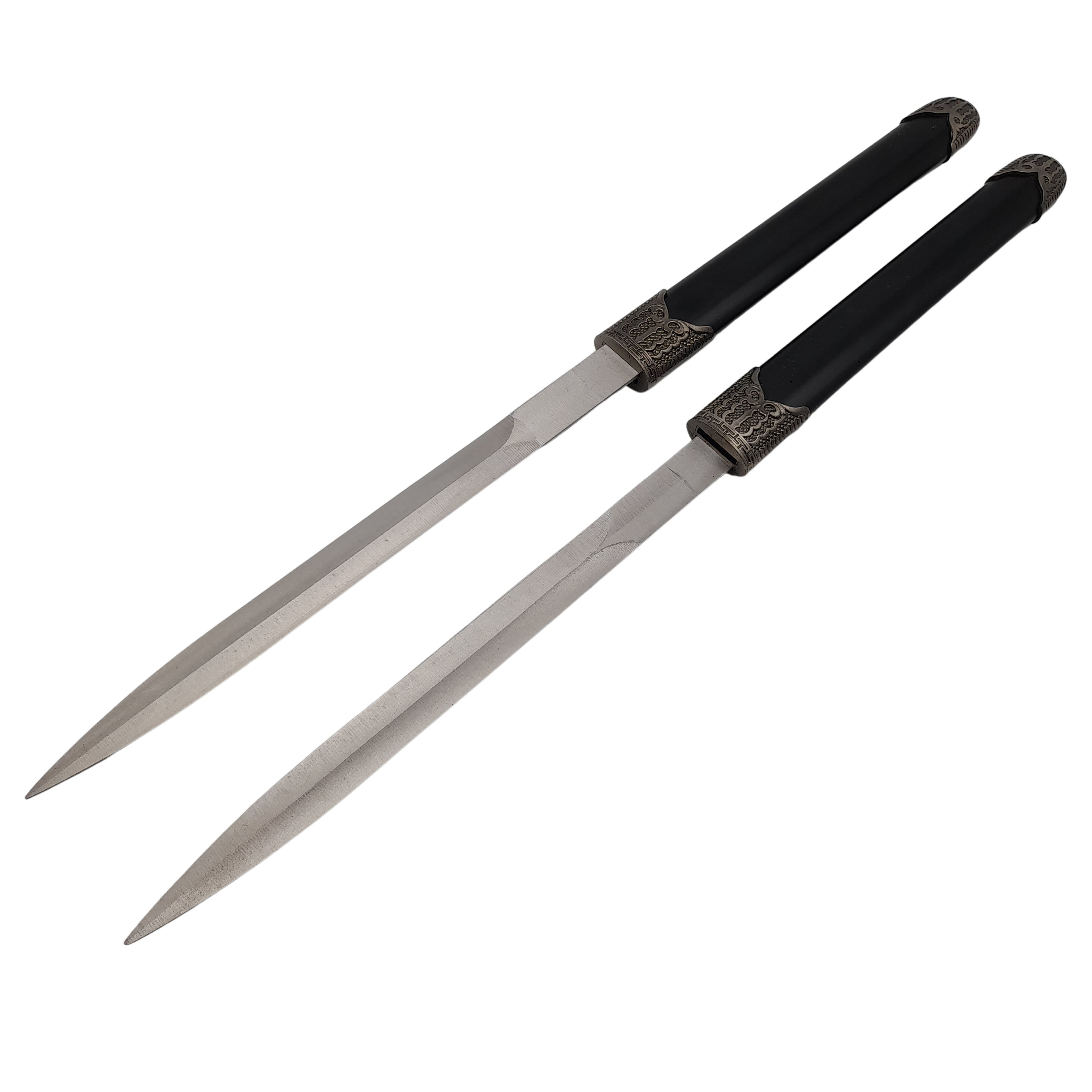 Set cutite duble decorative DEPOX®, panoplie, Ronin Ground, negre, metal, 51.5 cm, suport inclus — imaginea 13