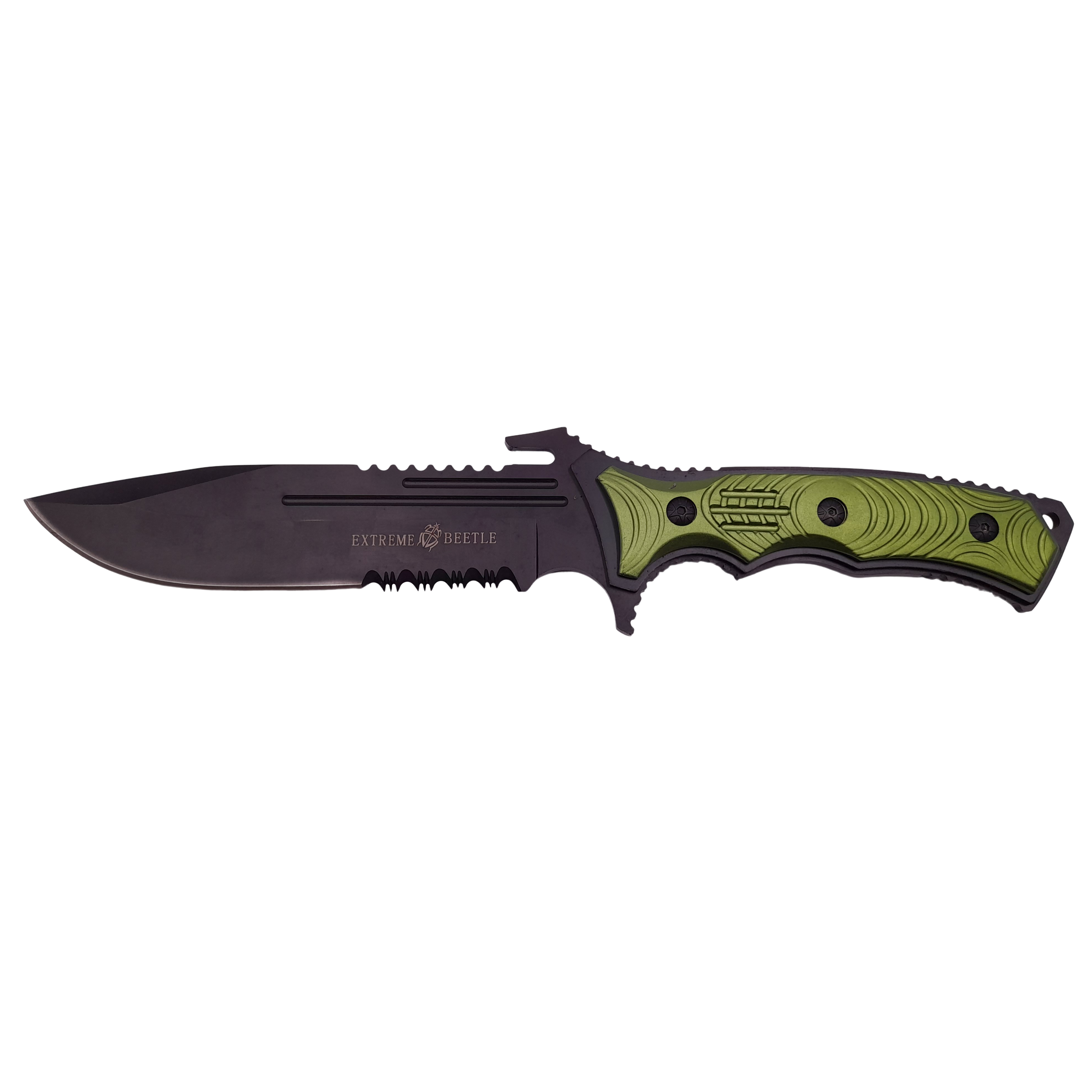 Cutit de vanatoare IdeallStore®, Extreme Beetle, verde, 29 cm, teaca inclusa - 1 | YEO