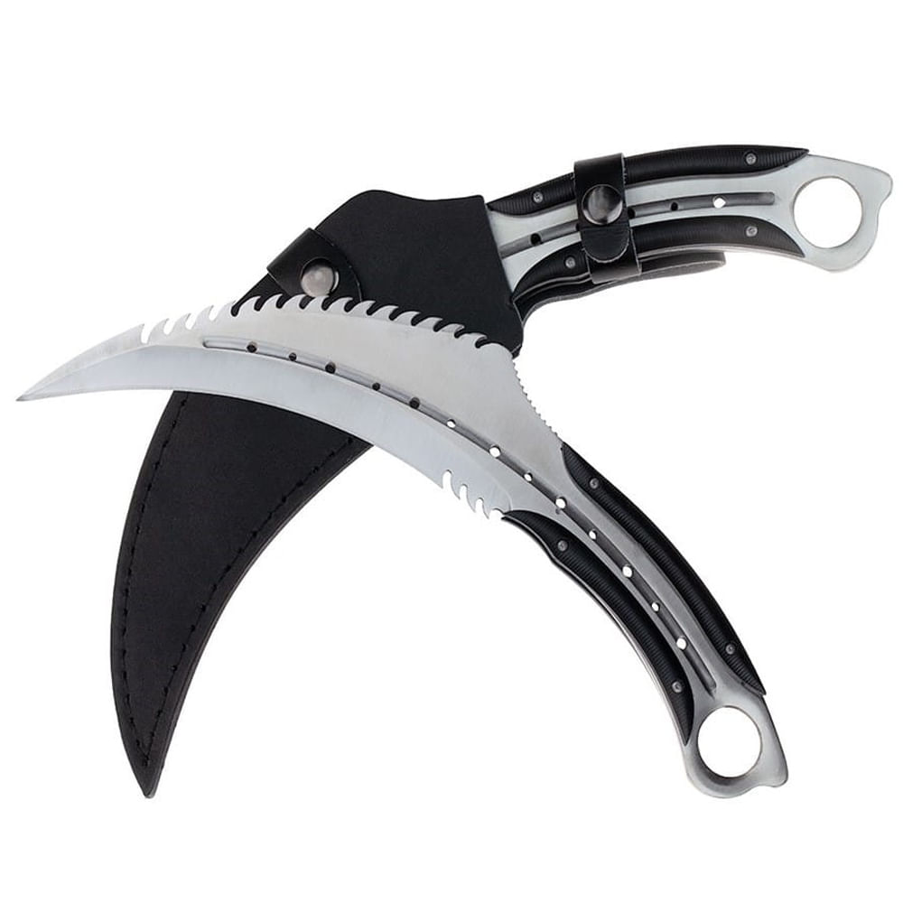 Cutit karambit IdeallStore®, Comando Specialist, otel inoxidabil, 33 cm, argintiu, teaca inclusa