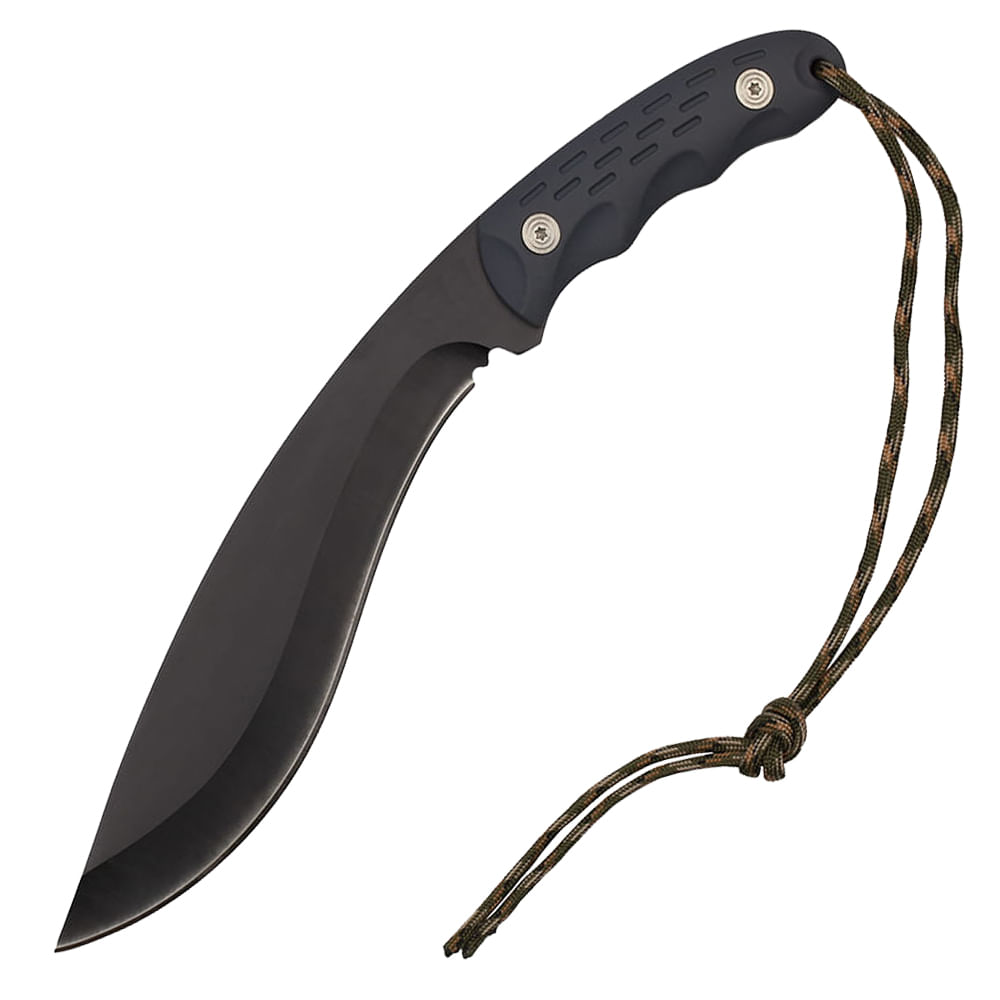 Cutit tip maceta IdeallStore®, Mini Kukri, negru, 30 cm, teaca inclusa