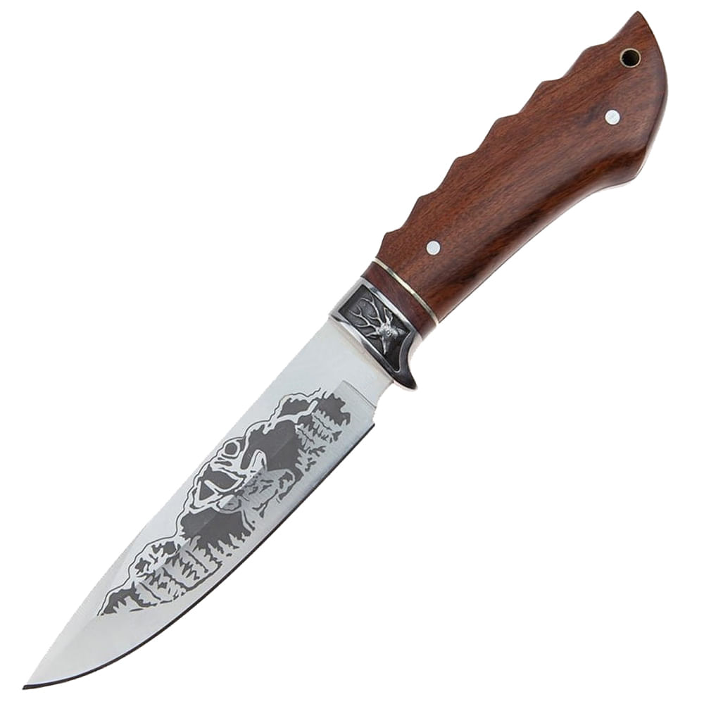 Cutit de vanatoare IdeallStore®, Mountain Stag , argintiu, 27.5 cm, teaca textila inclusa