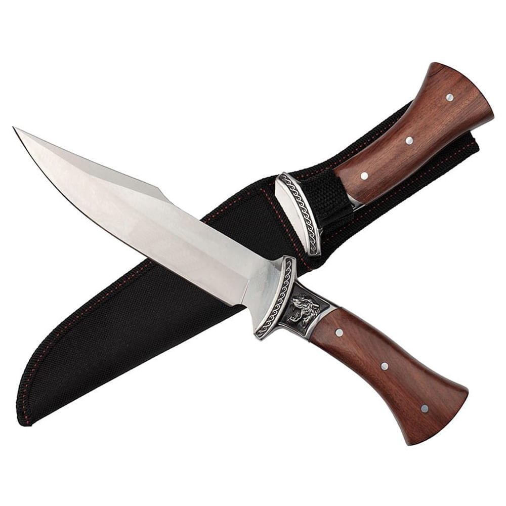 Cutit de vanatoare IdeallStore®, Tiger Blade, 30.5 cm, otel inoxidabil, maro, teaca inclusa - 1 | YEO