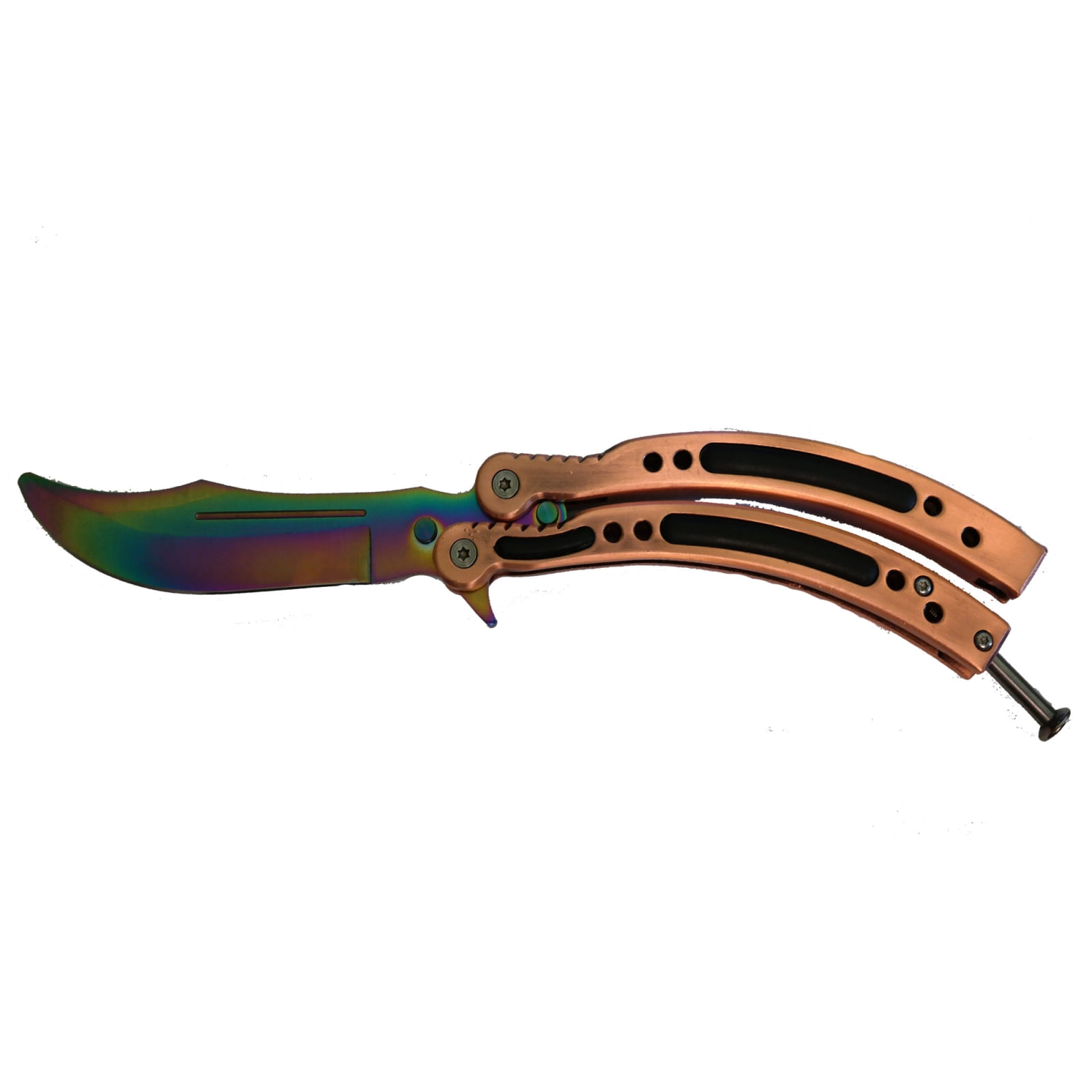 Cutit - Briceag fluture - Balisong - Butterfly cu design multicolor, 24 cm, bronz - 1 | YEO