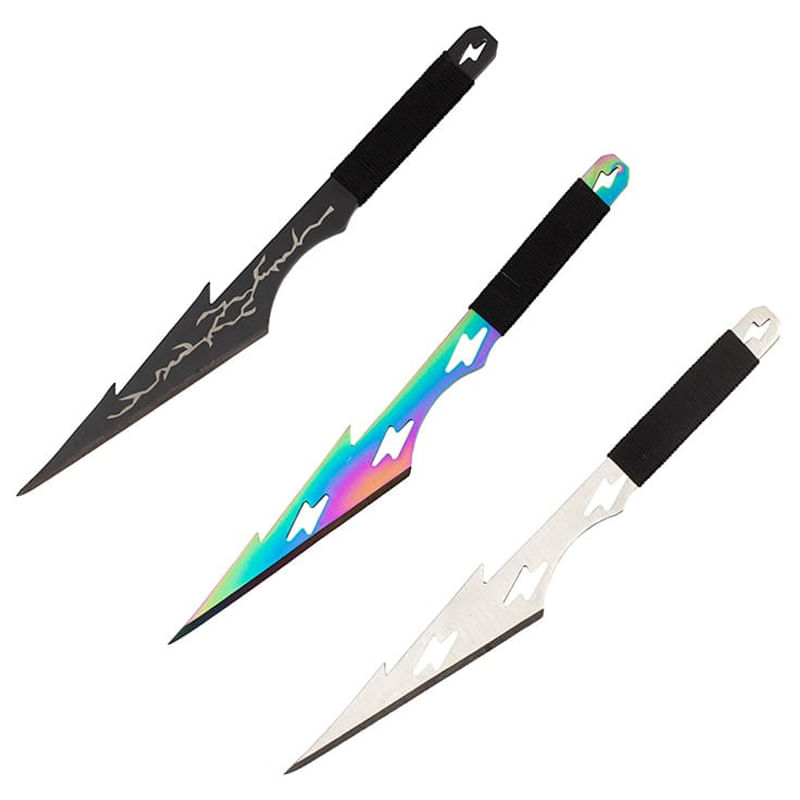 Set 3 cutite de aruncat IdeallStore®, Light of Zeus, 21 cm, multicolor, husa inclusa - 1 | YEO