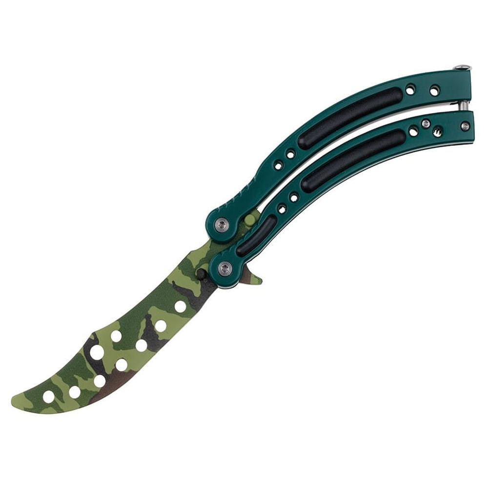 Briceag fluture de antrenament IdeallStore®, Military Chief, otel inoxidabil, 24 cm, verde, husa inclusa - 2 | YEO