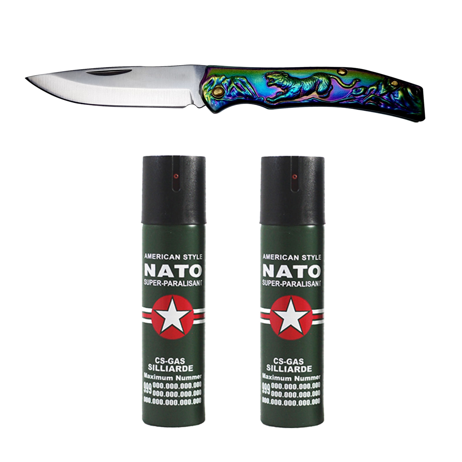 Set 2 sprayuri paralizante, NATO, 60 ml, cutit model traditional japonez cadou