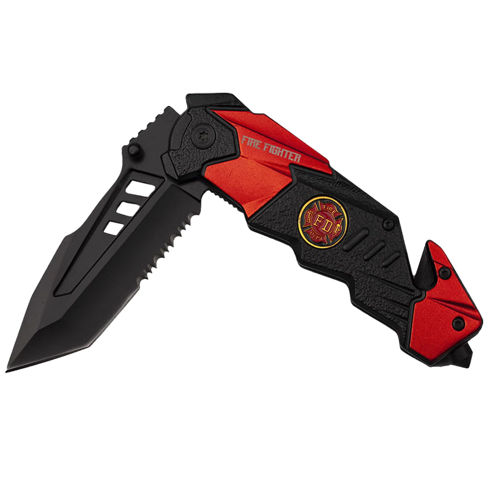 Briceag de vanatoare IdeallStore®, Fire Fighter, 21 cm, otel inoxidabil, negru, husa inclusa - 3 | YEO