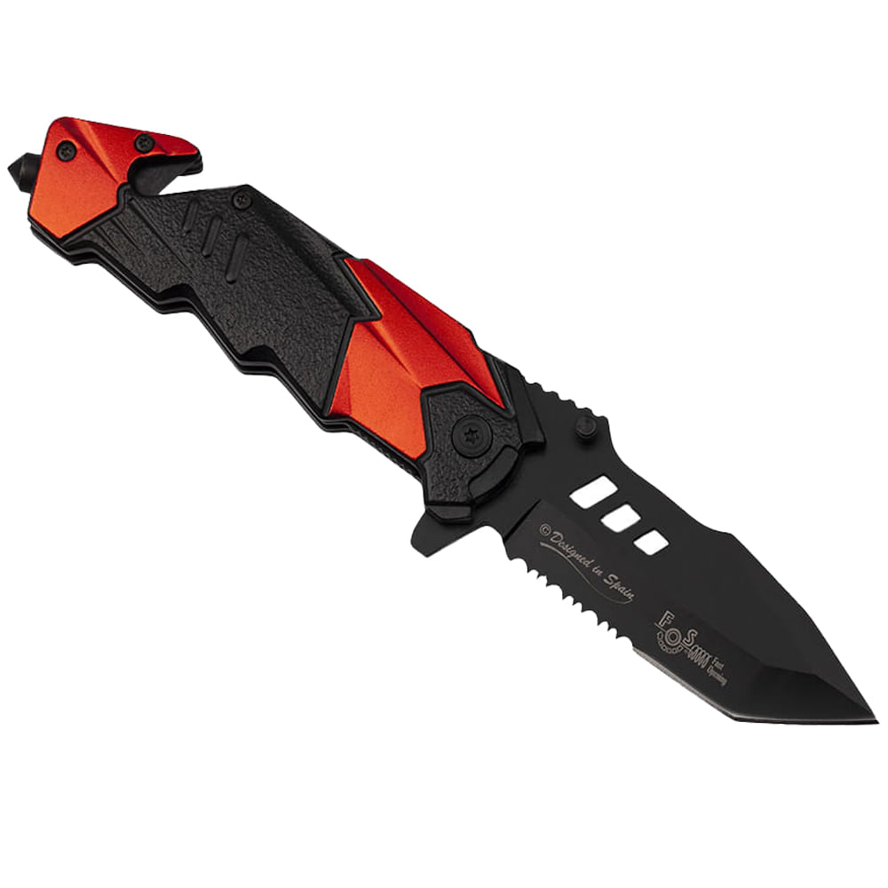 Briceag de vanatoare IdeallStore®, Fire Fighter, 21 cm, otel inoxidabil, negru, husa inclusa - 4 | YEO