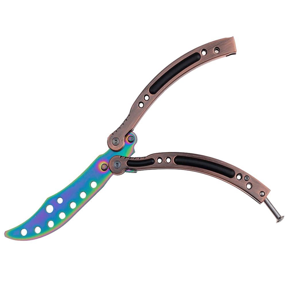 Briceag de antrenament IdeallStore, Rainbow Madness, 24 cm, teaca inclusa