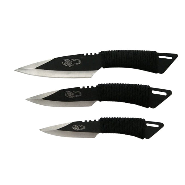 Set 3 cutite de aruncat IdeallStore®, Scorpion King, 24.5 cm, negru, husa inclusa - 1 | YEO