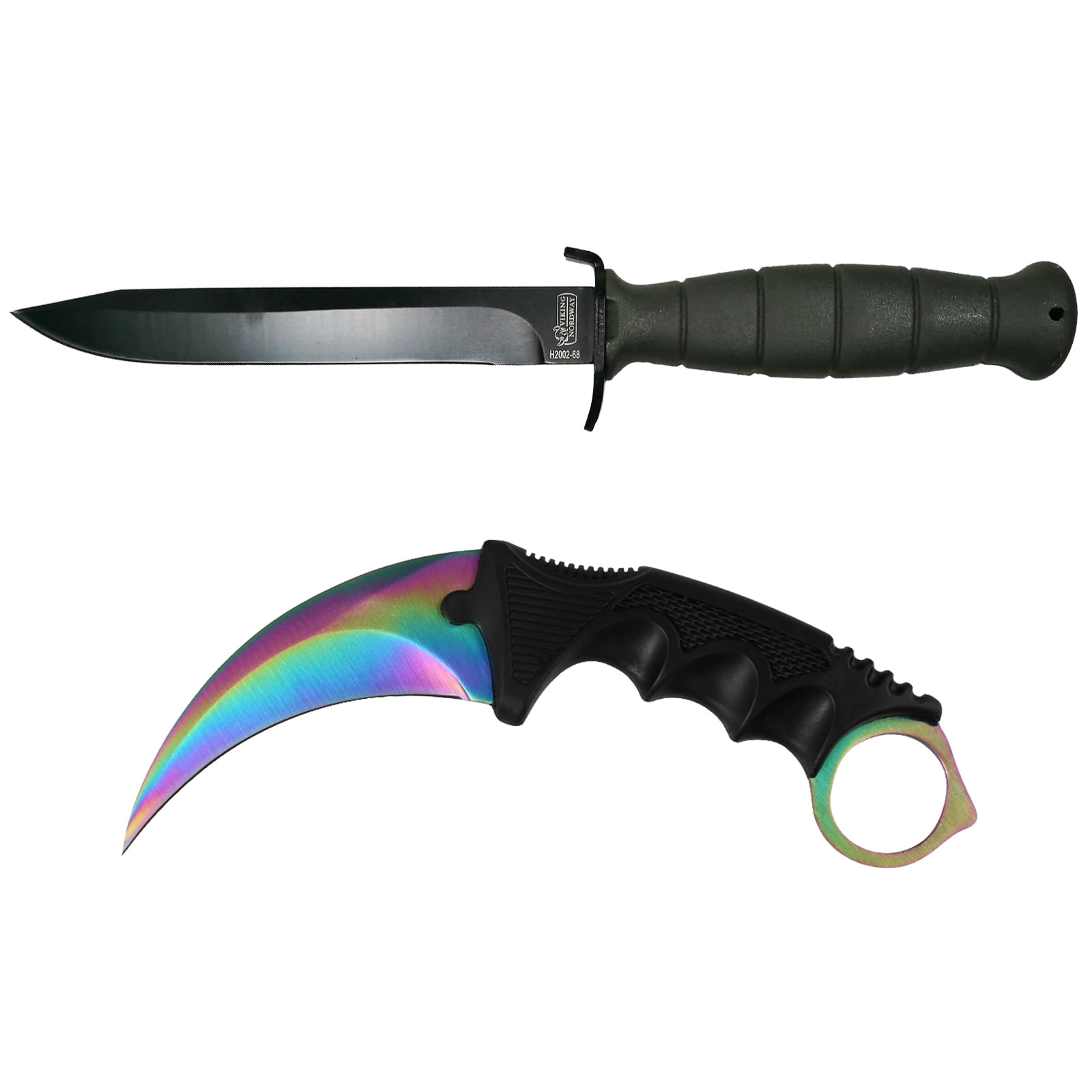 Set cutite tactice IdeallStore®, Survival Helper, militar si comando, otel inoxidabil, 29 cm, multicolor