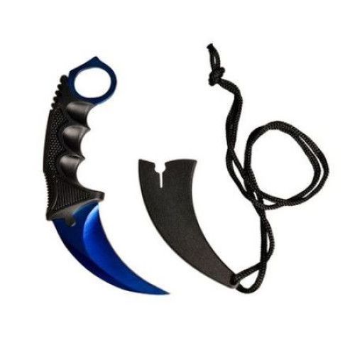 Set format din Karambit albastru, teaca din plastic BRT-023 si spray Nato paralizant 60 ml - 1 | YEO