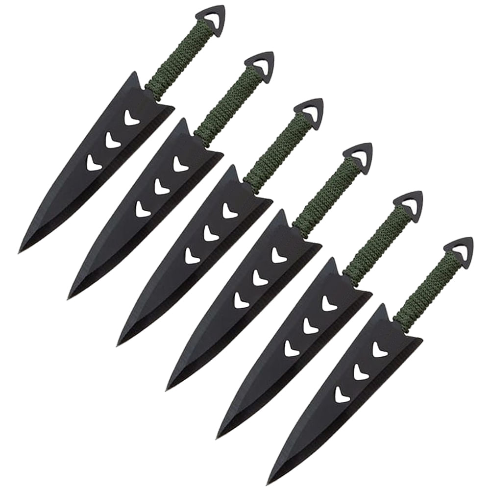 Set sase cutite de aruncat IdeallStore®, Army Fury, otel inoxidabil, 16.5 cm, negru - 2 | YEO