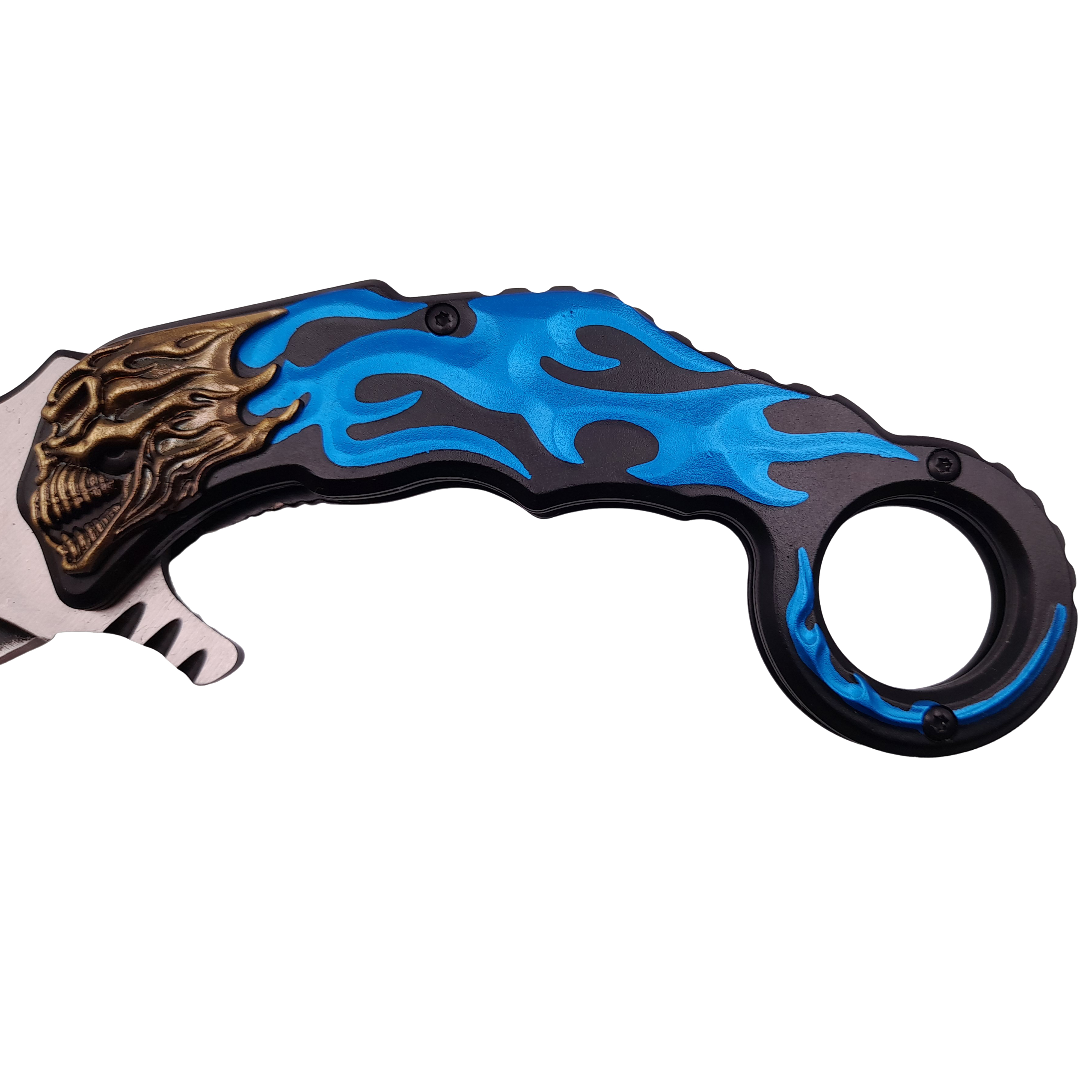 Briceag de vanatoare IdeallStore®, Blue Hell Rider, model karambit, 17 cm, albastru - 2 | YEO