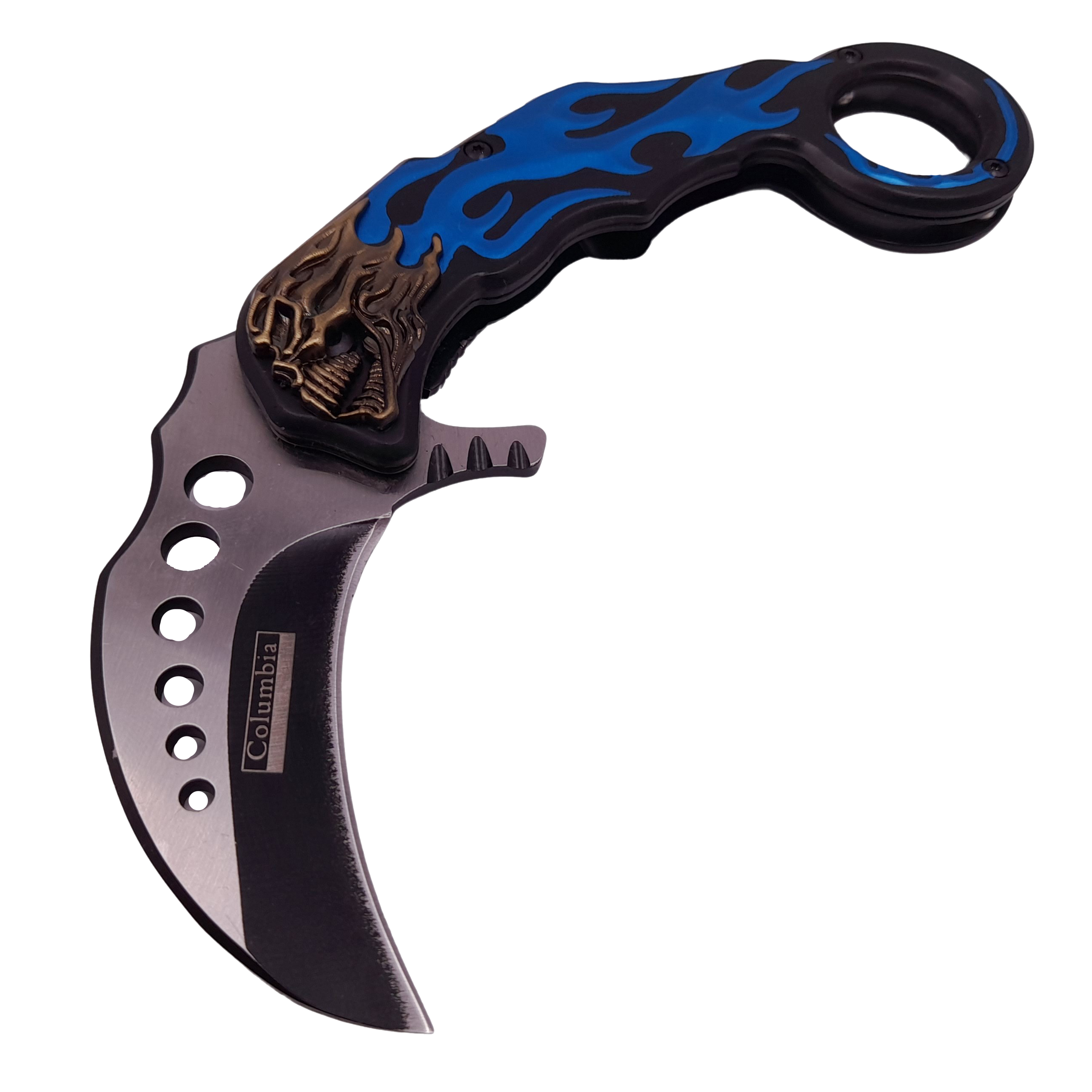 Briceag de vanatoare IdeallStore®, Blue Hell Rider, model karambit, 17 cm, albastru - 1 | YEO