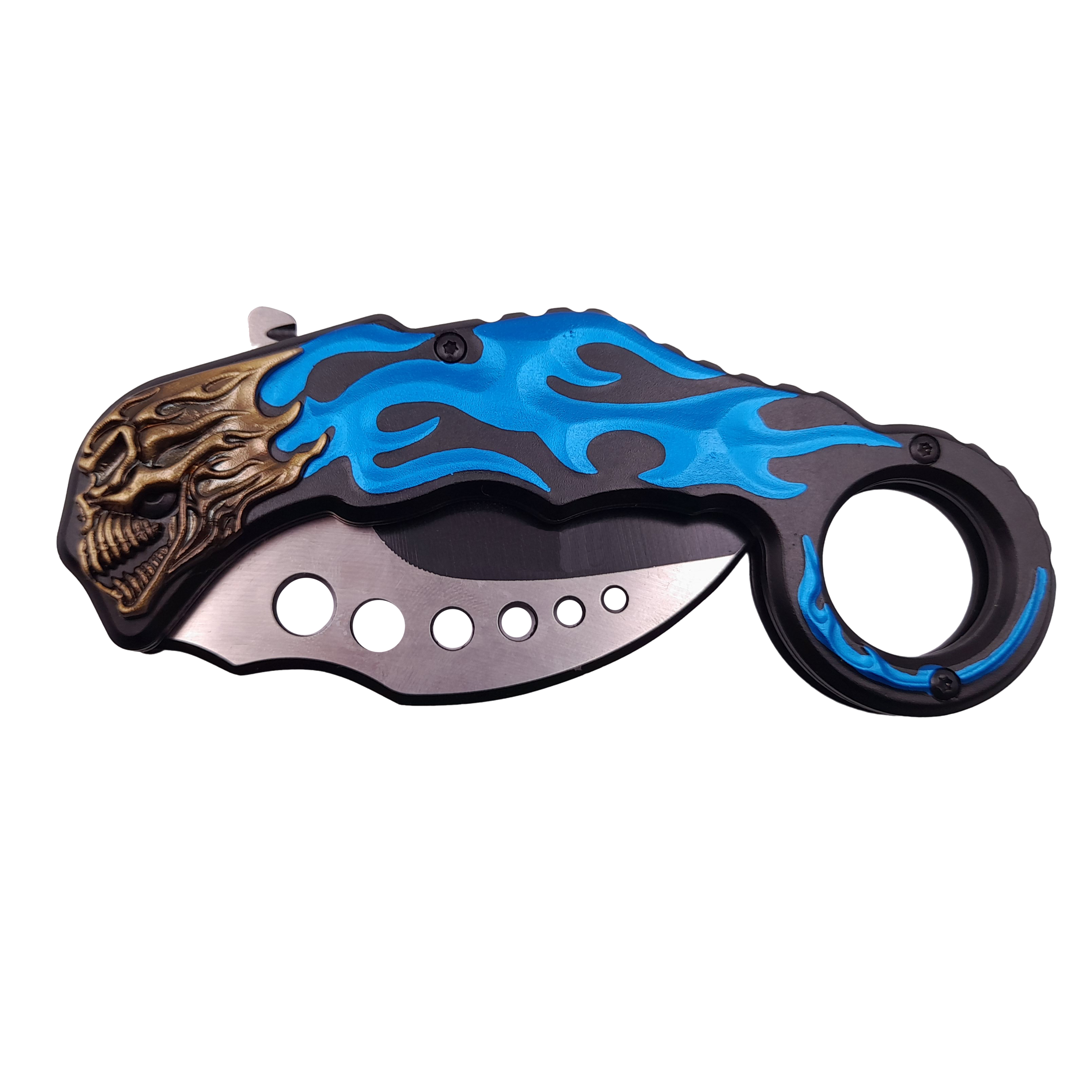 Briceag de vanatoare IdeallStore®, Blue Hell Rider, model karambit, 17 cm, albastru - 4 | YEO