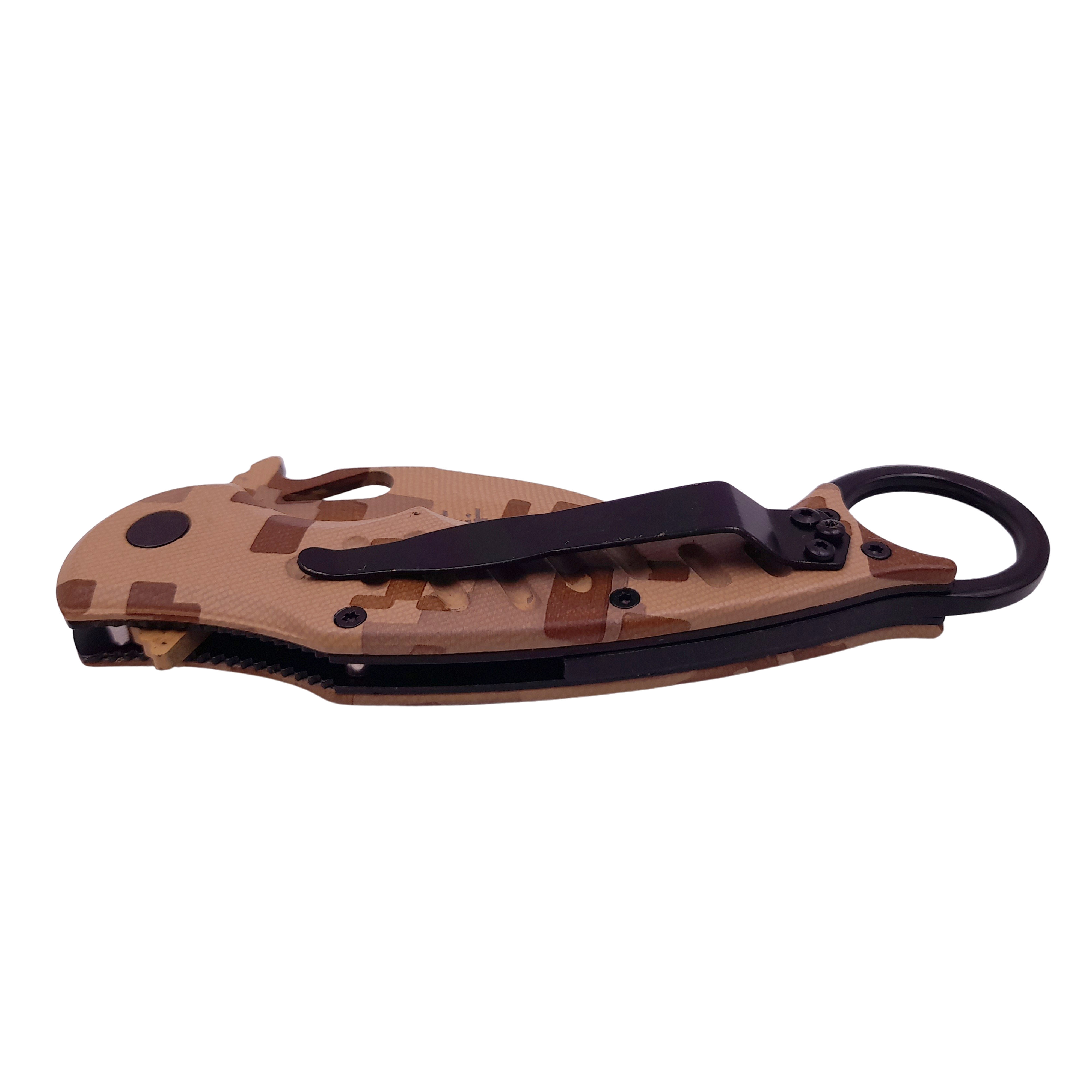 Briceag de vanatoare IdeallStore®, Desert Camo, model karambit, 20 cm, bej - 4 | YEO