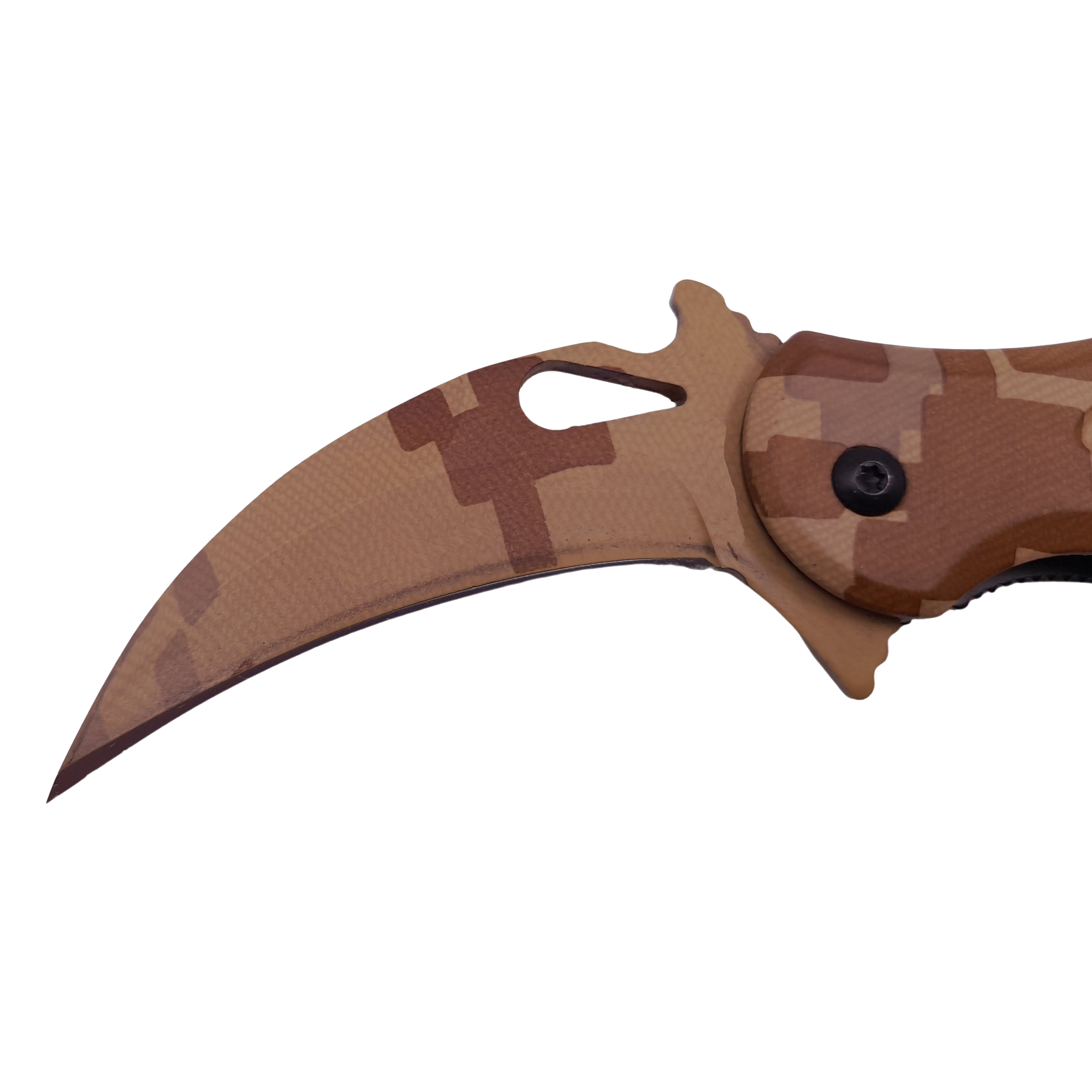 Briceag de vanatoare IdeallStore®, Desert Camo, model karambit, 20 cm, bej - 3 | YEO