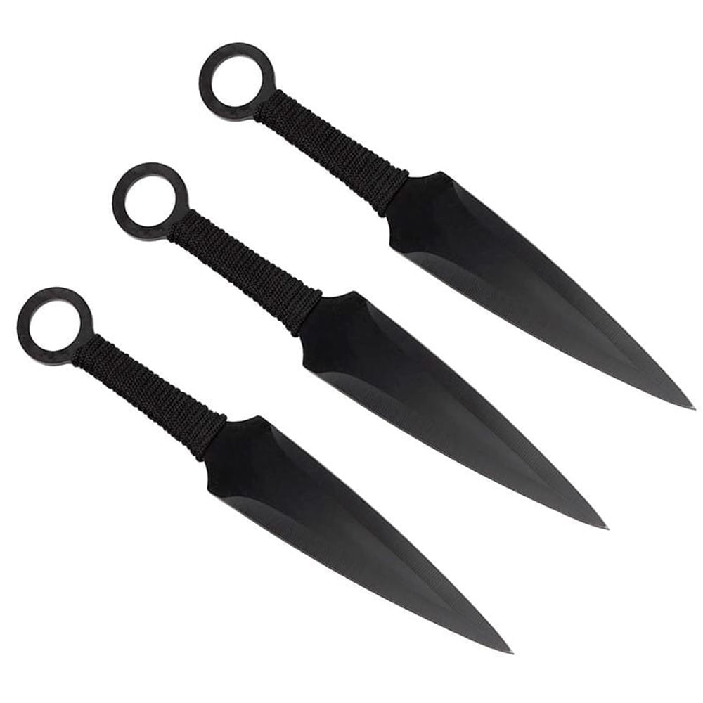 Set 3 cutite de aruncat IdeallStore®, Giant Kunai, 23 cm, negru, husa inclusa - 3 | YEO