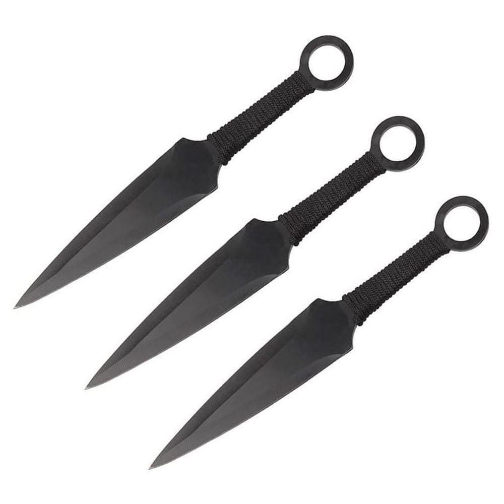 Set 3 cutite de aruncat IdeallStore®, Giant Kunai, 23 cm, negru, husa inclusa - 1 | YEO